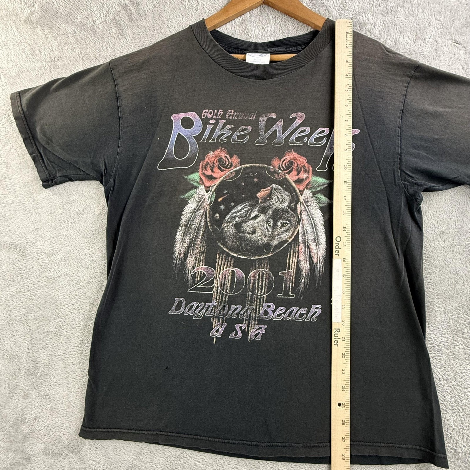 Vintage Bike Week Daytona Beach Shirt Mens Large Black Wolf 2001 Biker Sherry