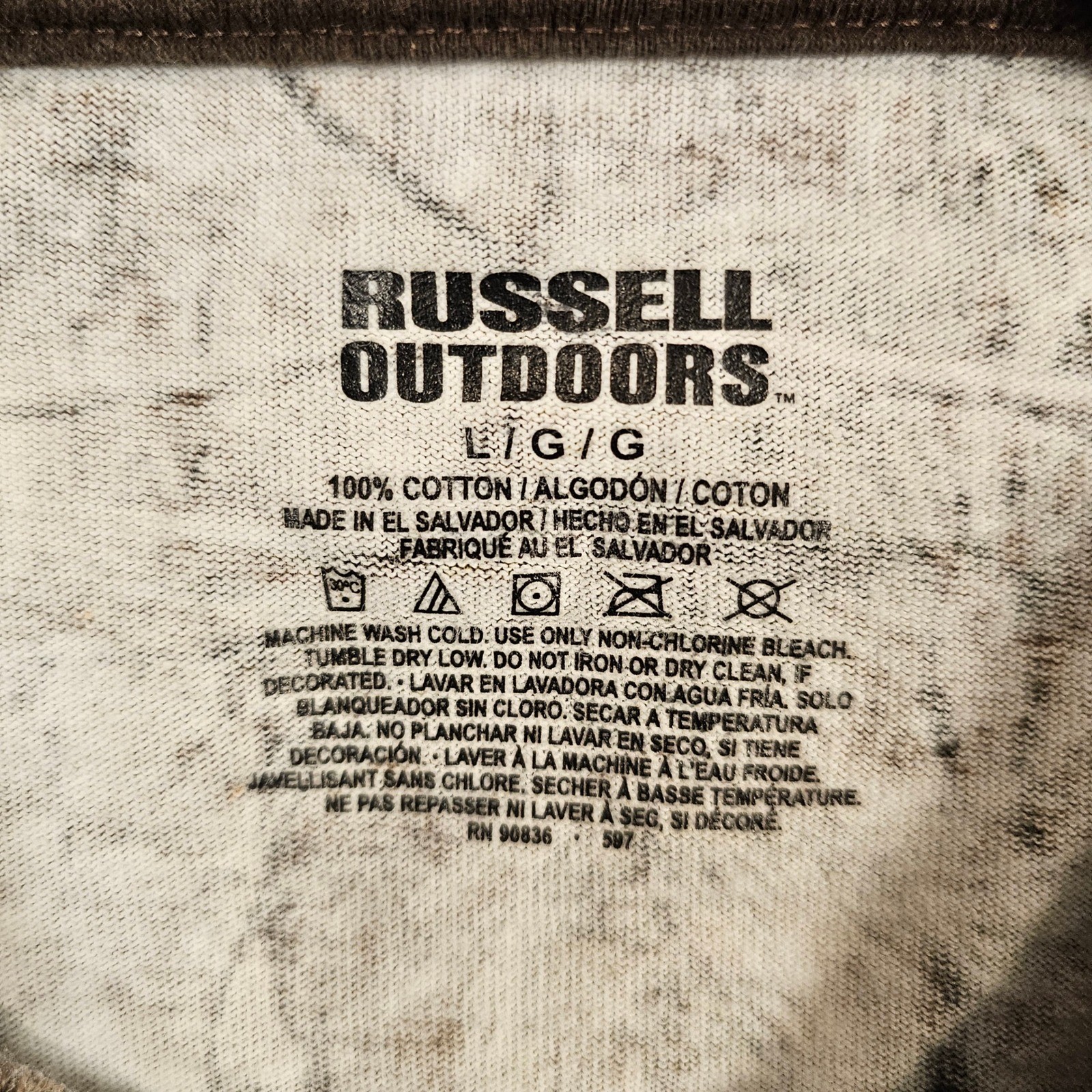 Russell Outdoors Mens Realtree Camo Alexander Lumber Graphic T-Shirt Large Brown