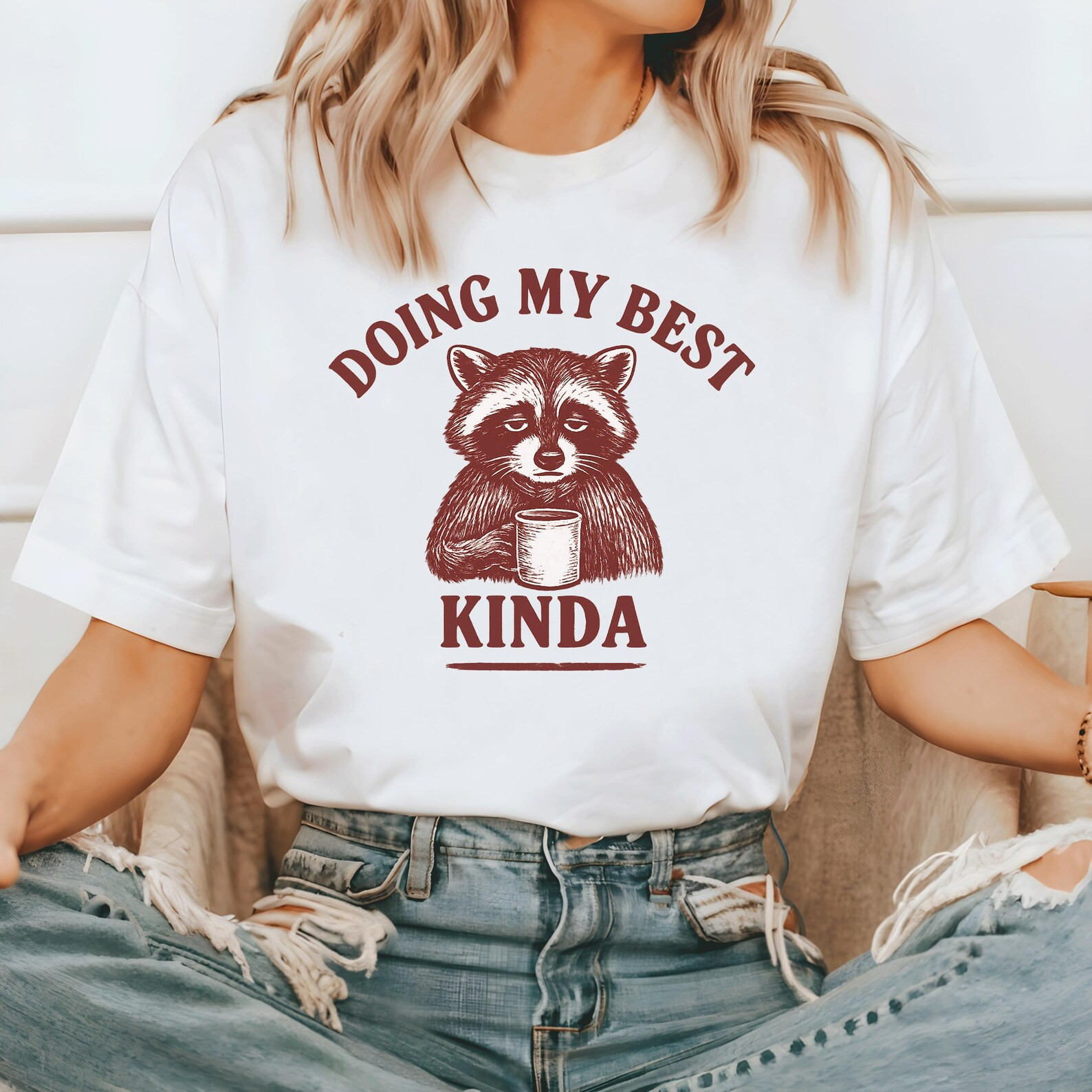 Doing My Best Kinda Shirt – Funny Raccoon Coffee Lover Tee 1