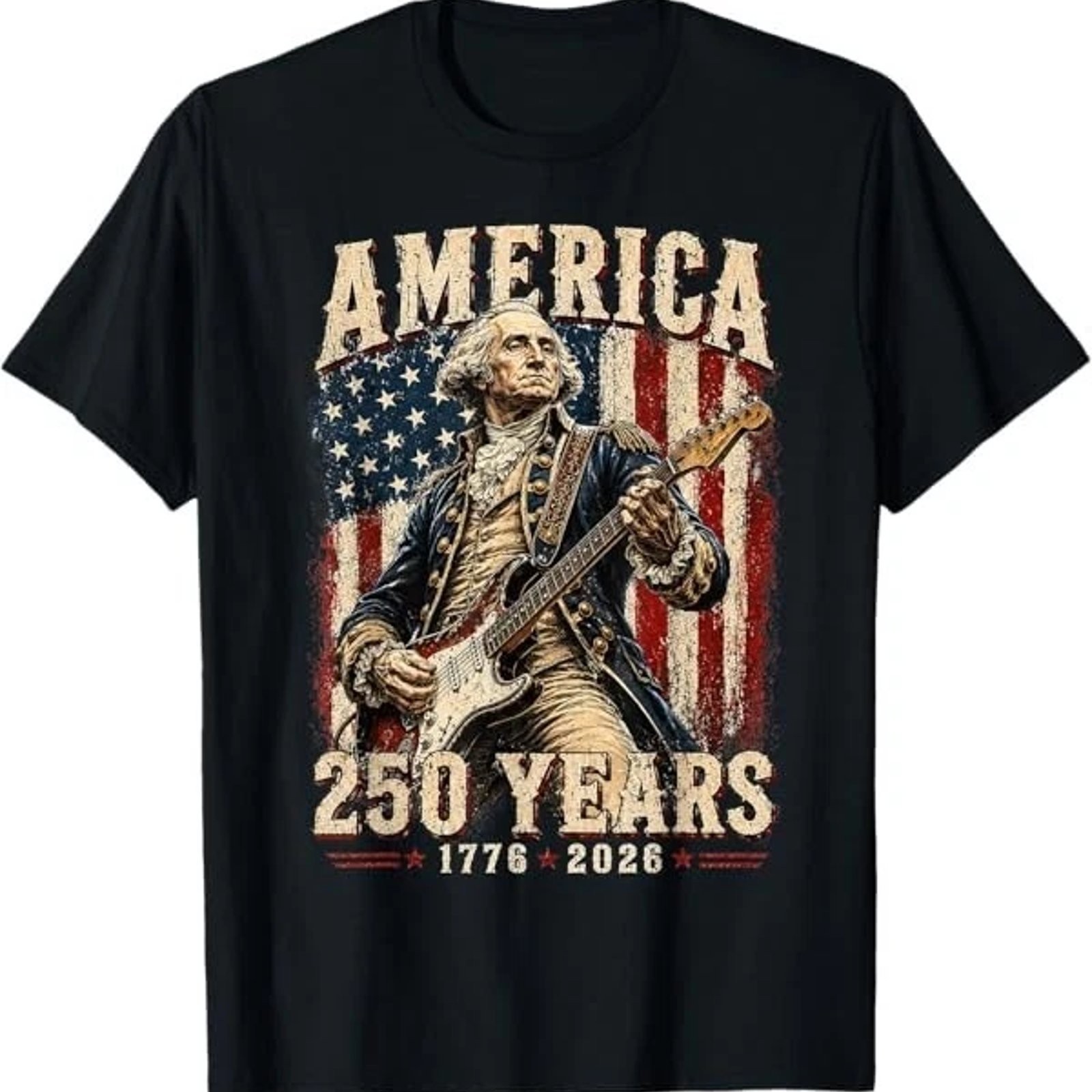 Vintage George Washington Guitar 250 Years America Graphic Tee