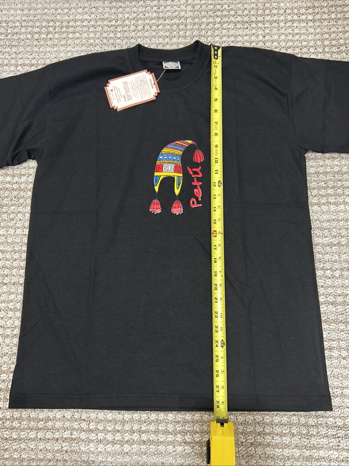 NEW Peru Marlok Arts Men’s T-Shirt Large Black Country Of Peru Souvenir NWT