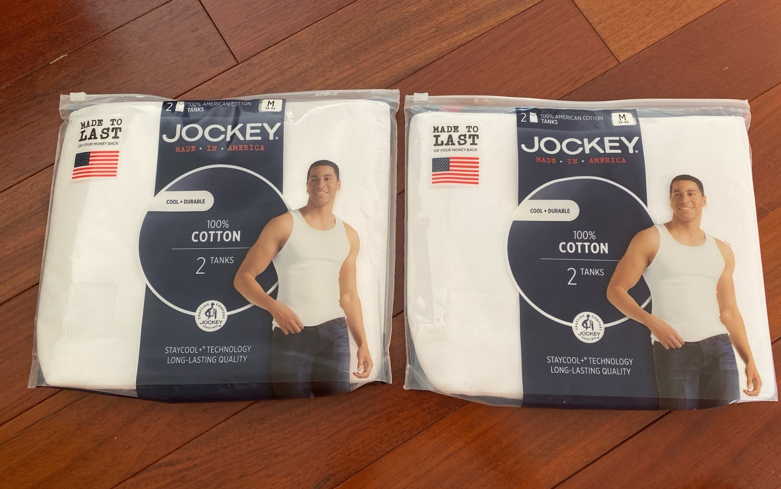 4 Pack Jockey Men&rsquo;s 100% Cotton Tanks Made in America Size Medium New