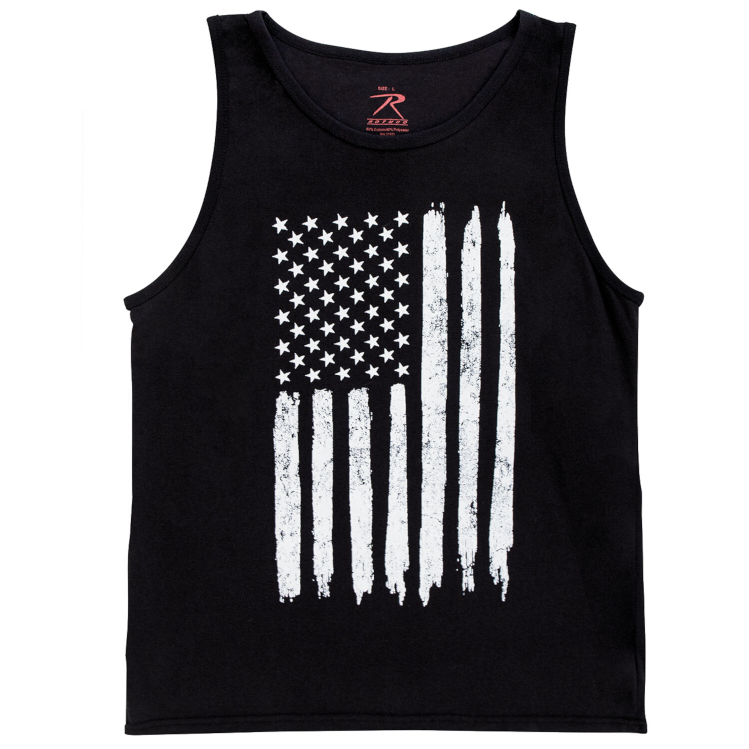 Rothco Men&rsquo;s Black Tank Top w/ Vertical Distressed US Flag
