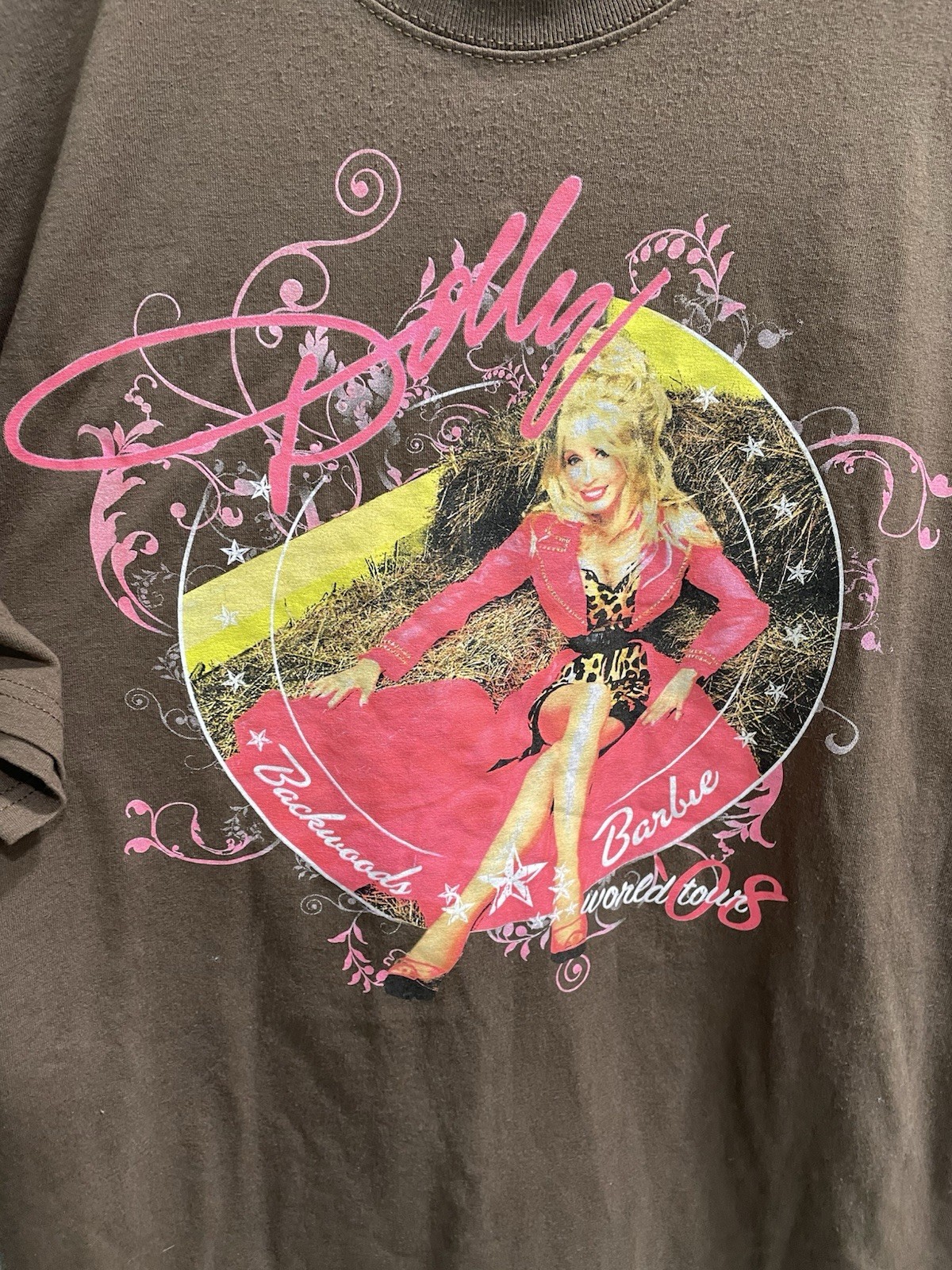 Vintage 2008 Dolly Parton Backwoods Barbie Tour T Shirt Brown Pink Size Xl