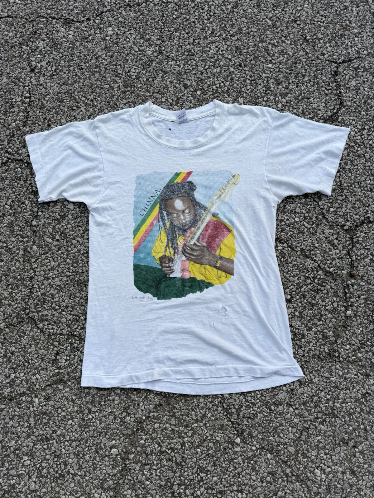 Beautifully 1990s distressed chinna reggae concert shirt