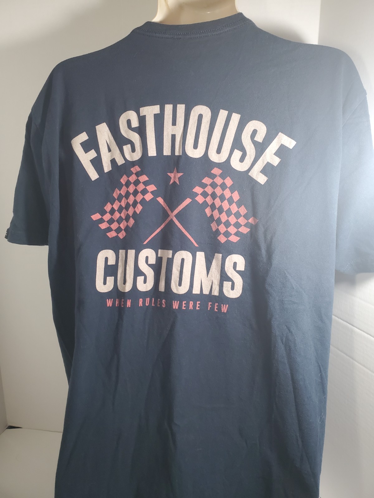 Fasthouse Customs When Rules Were Few T-shirt Black Size XL Short Sleeved Cars