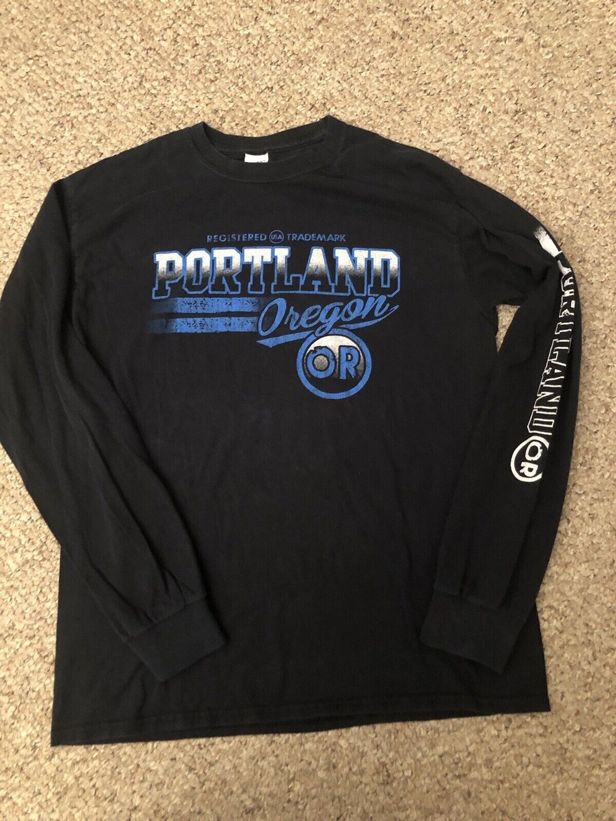 Portland Oregon Long Sleeve T Shirt Blue Medium Portland OR Registered Trademark