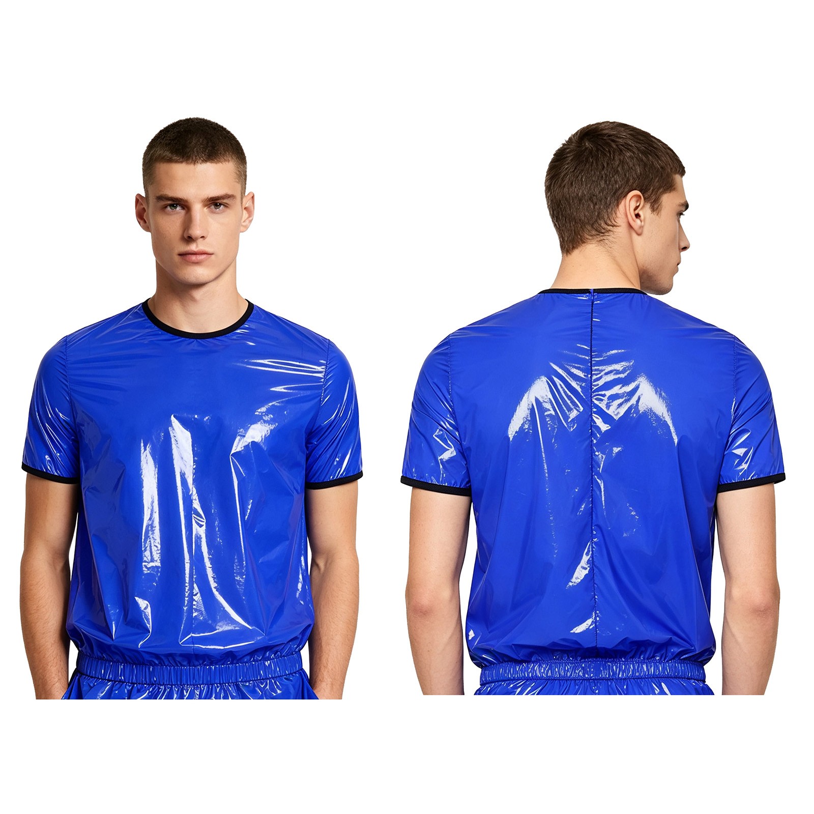 Men Tops Back Invisible Zipper Top Workout T-shirt Casual Contrasting Stage