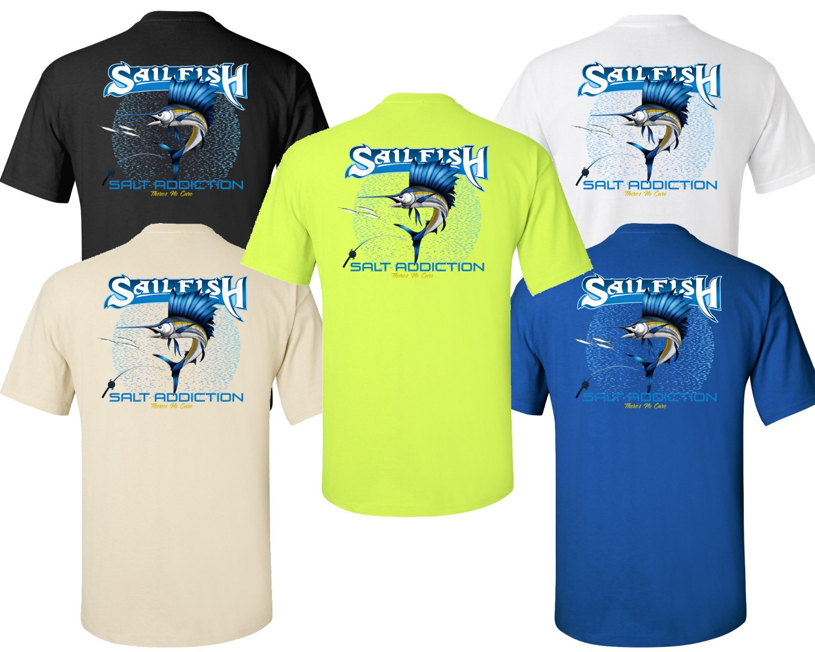 Salt Addiction Deep Sea Sailfish Fishing Short Sleeve T Shirt Ocean