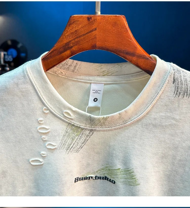 New Retro Personalized Short Sleeve T-Shirt Men&rsquo;s Loose Casual Half Sleeve Top