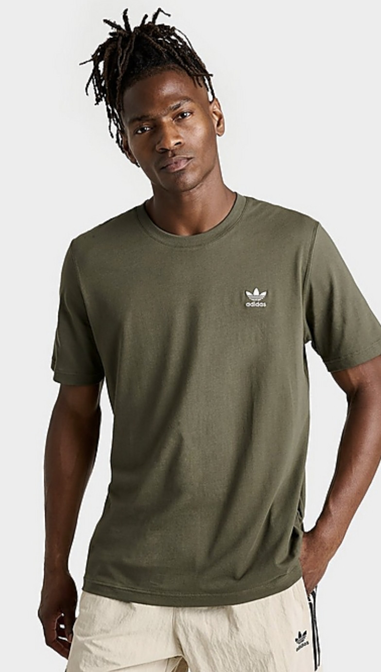 NEW MENS ADIDAS ORIGINALS ESSENTIALS TREFOIL TEE SHIRT Tshirt Olive Beige