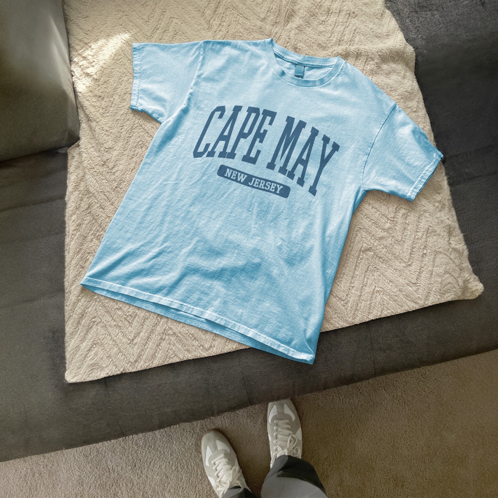 Cape May New Jersey Souvenir Beach Classic, Minimalist T-Shirt Light Blue