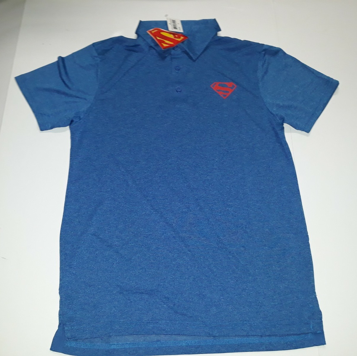 Superman Polo Shirt Blue Men&rsquo;s SMALL DC Comics Button Logo Poly NEW