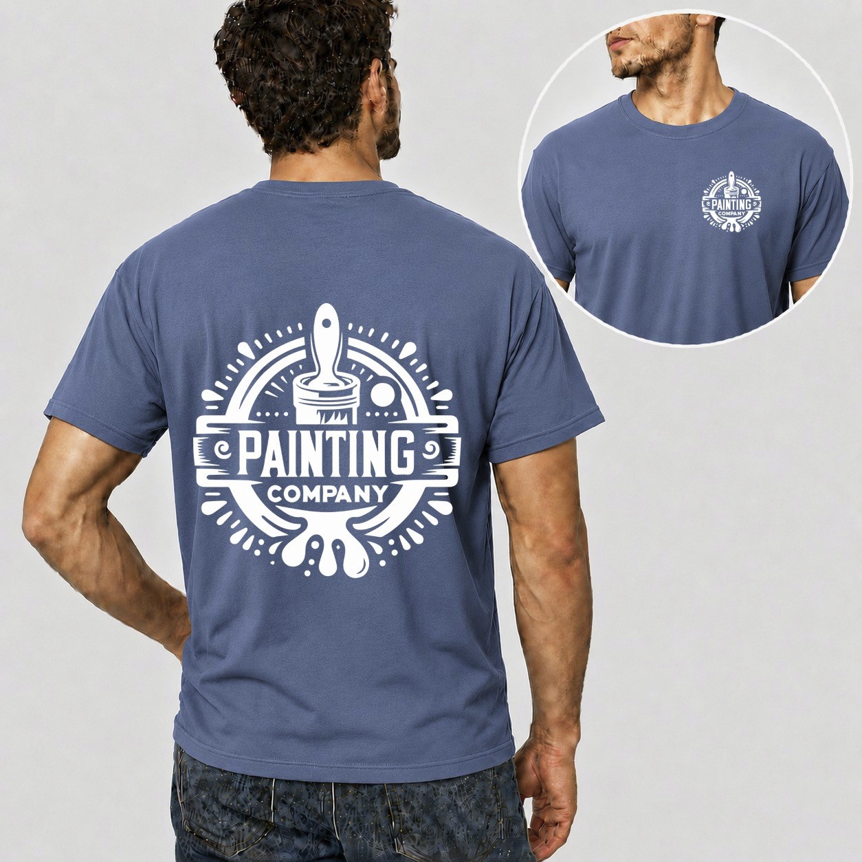 Mens Personalised Work T Shirt Custom Company Logo Painter Plumber Mechanic Gift