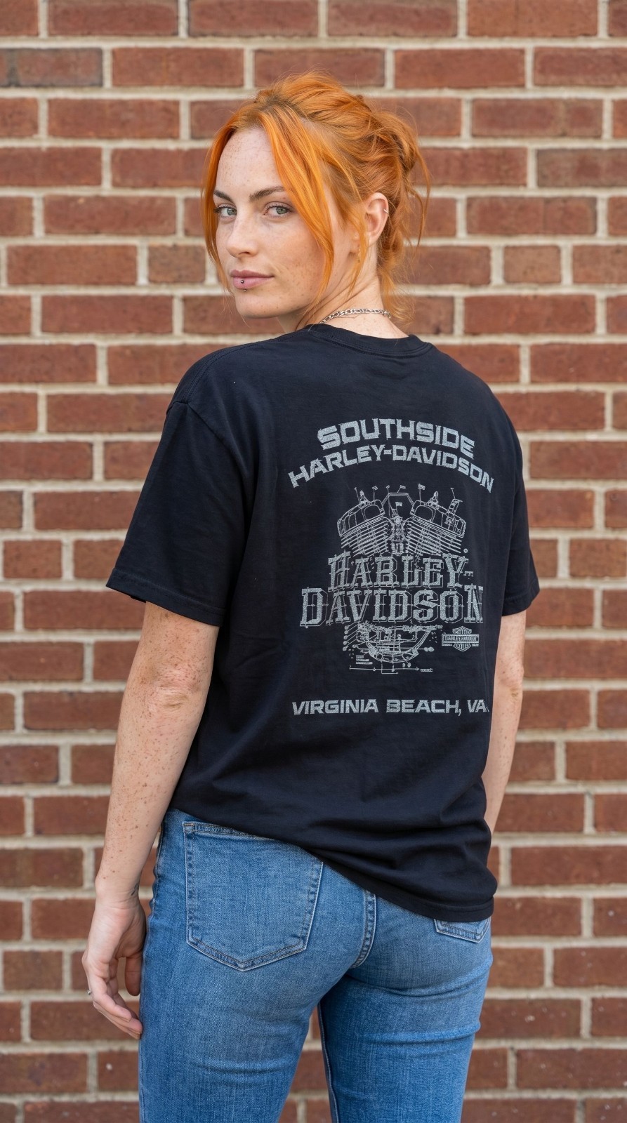 Southside Harley-Davidson 2016 Virginia Beach VA Graphic Black T-Shirt Large