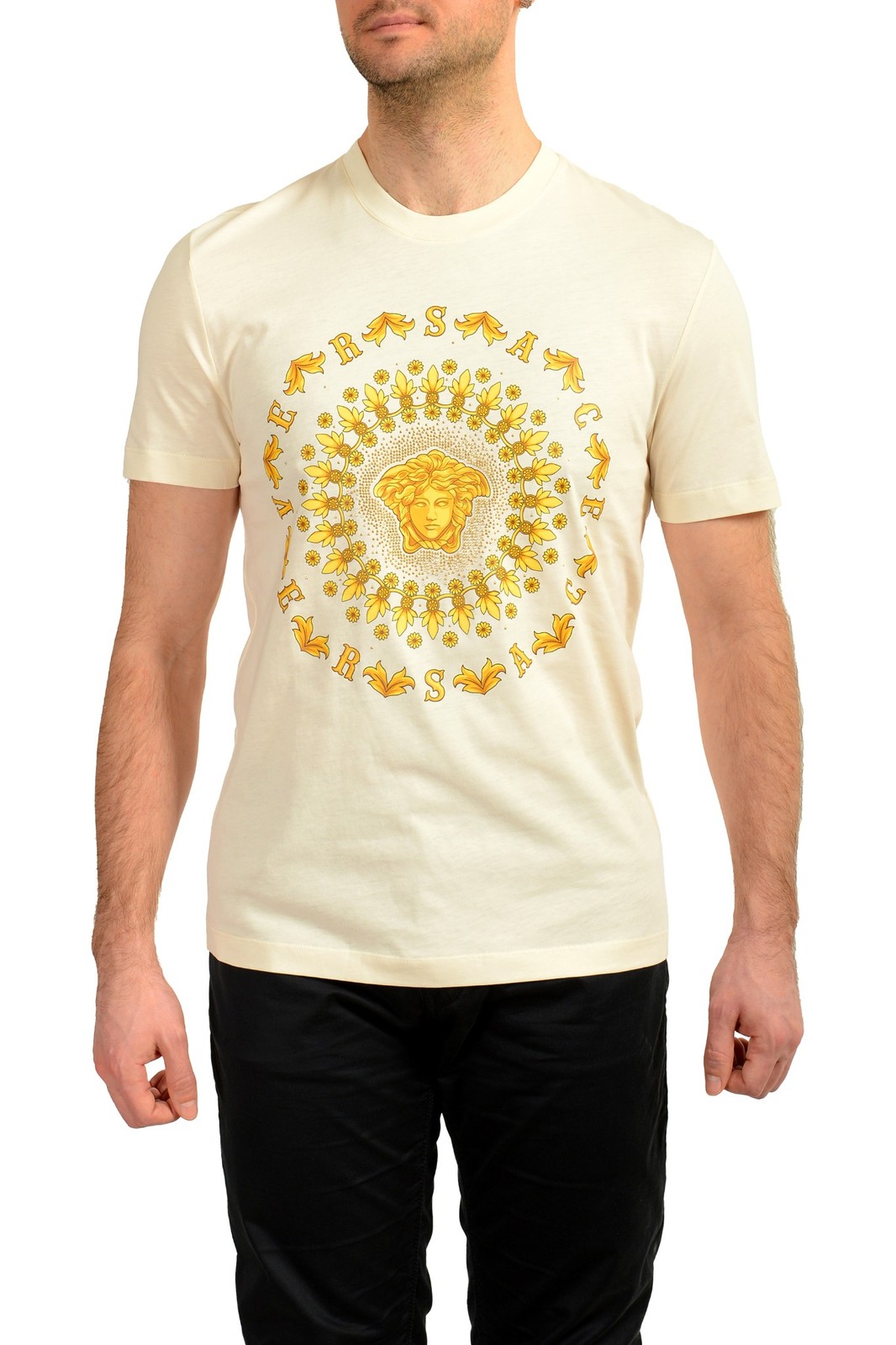 Versace Men&rsquo;s Medusa Head Embellishment Crewneck Short Sleeve T-Shirt US L IT 52