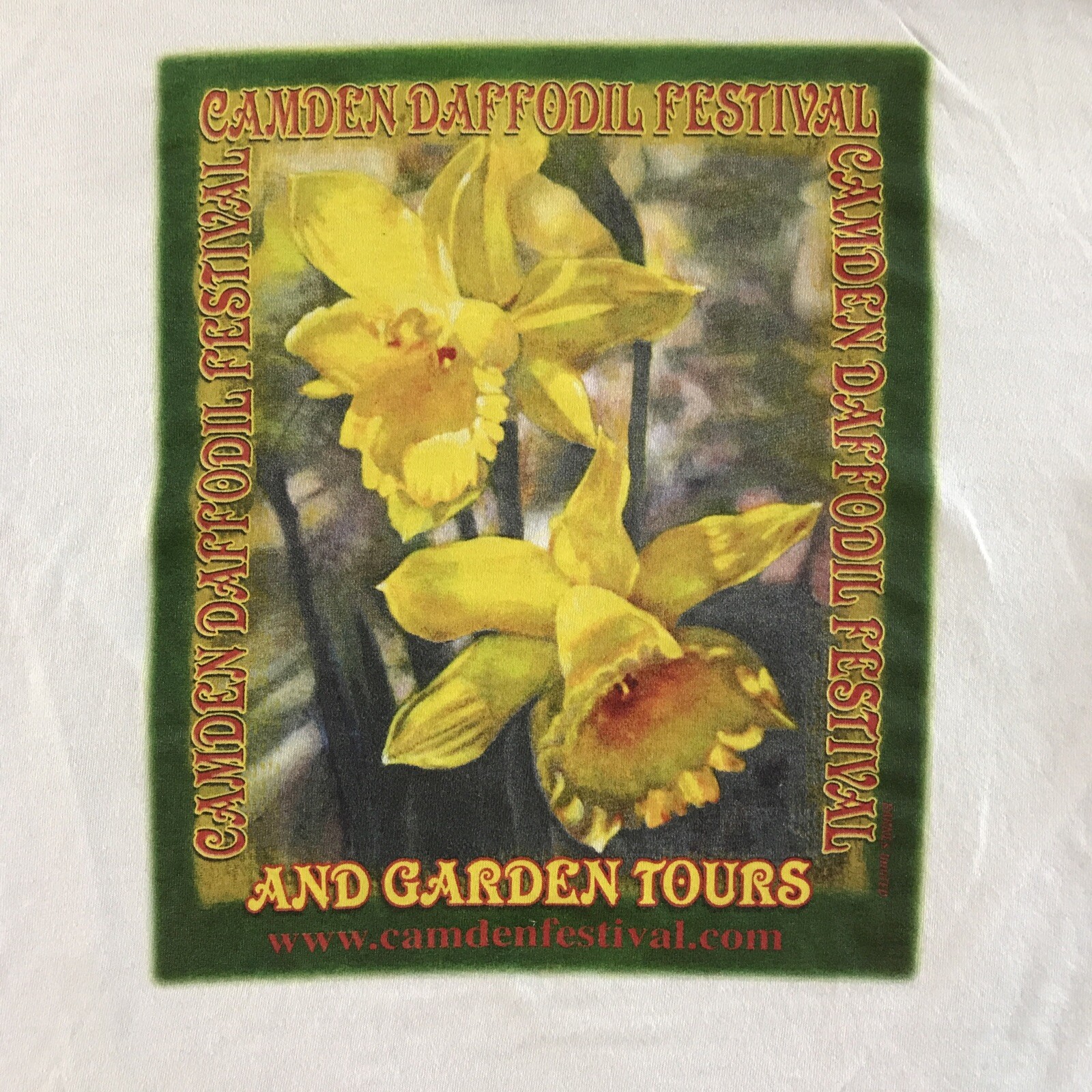 Camden Daffodil Festival Shirt Mens Medium White Arkansas Flowers Garden #6365