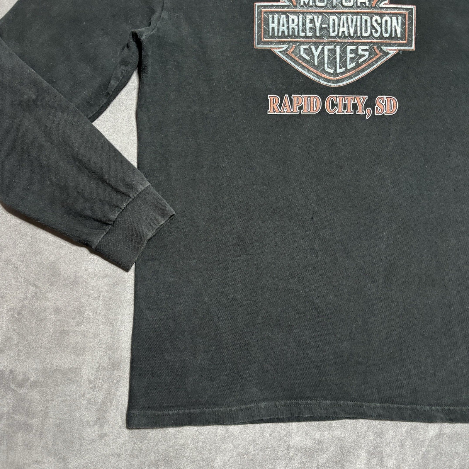 Vintage Harley Davidson Shirt Large Black Wolves Flames Y2K Rapid City