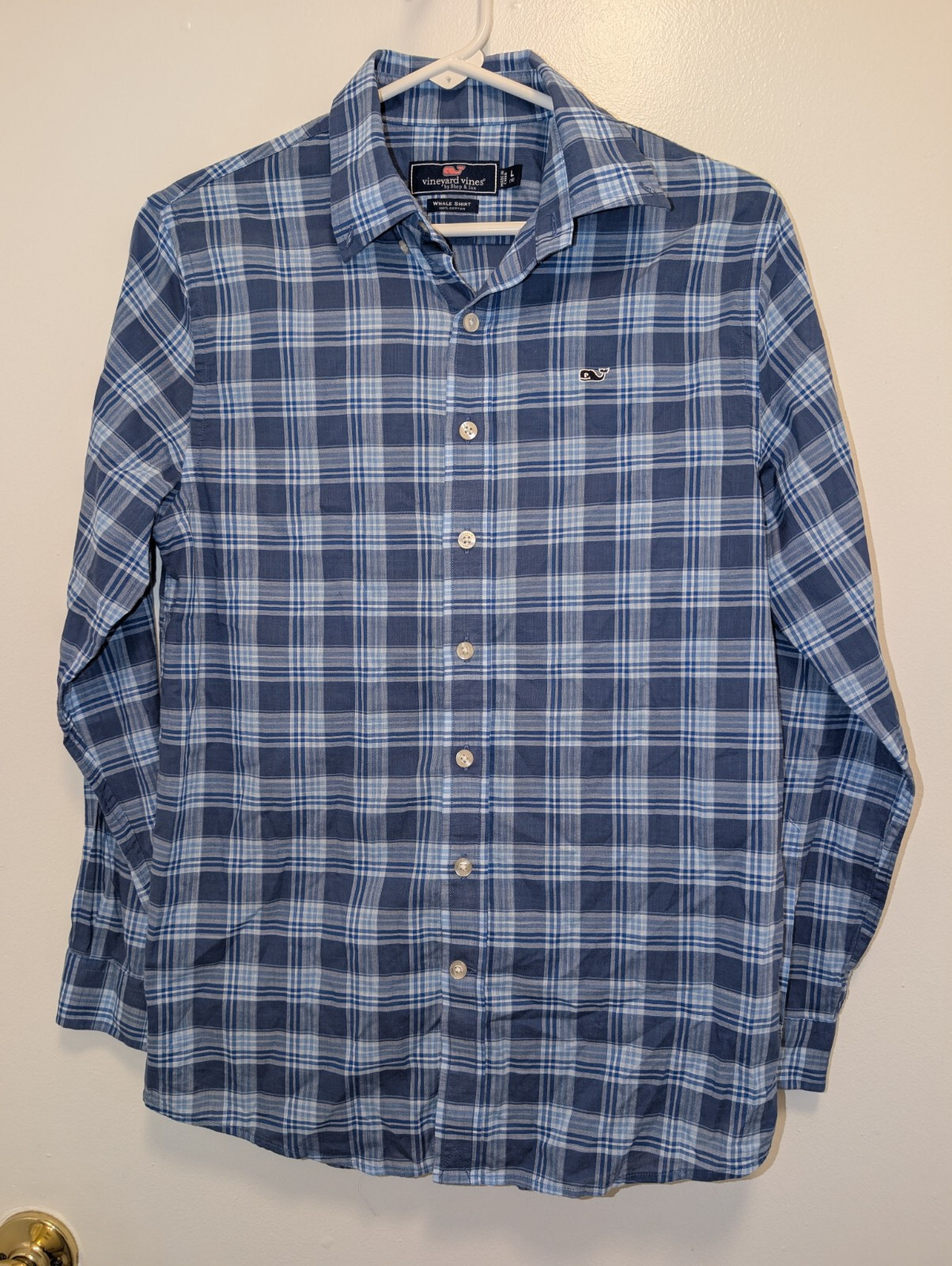 Vineyard Vines Shirt Boys Large (16) Kids Whale Shirt Plaid Logo Button Down