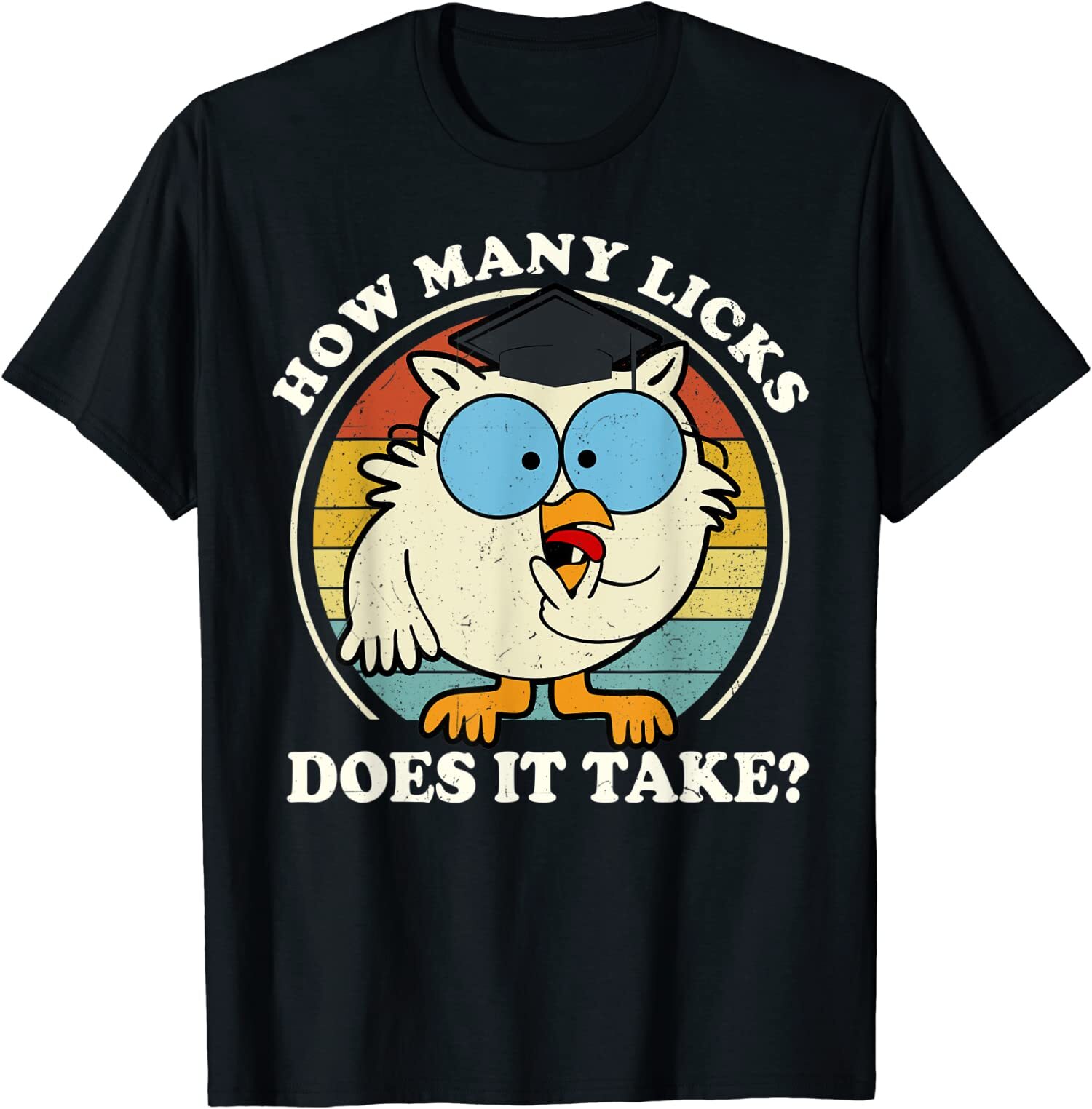 Funny Owl How Many Licks Does It Take Retro Vintage Unisex T-Shirt