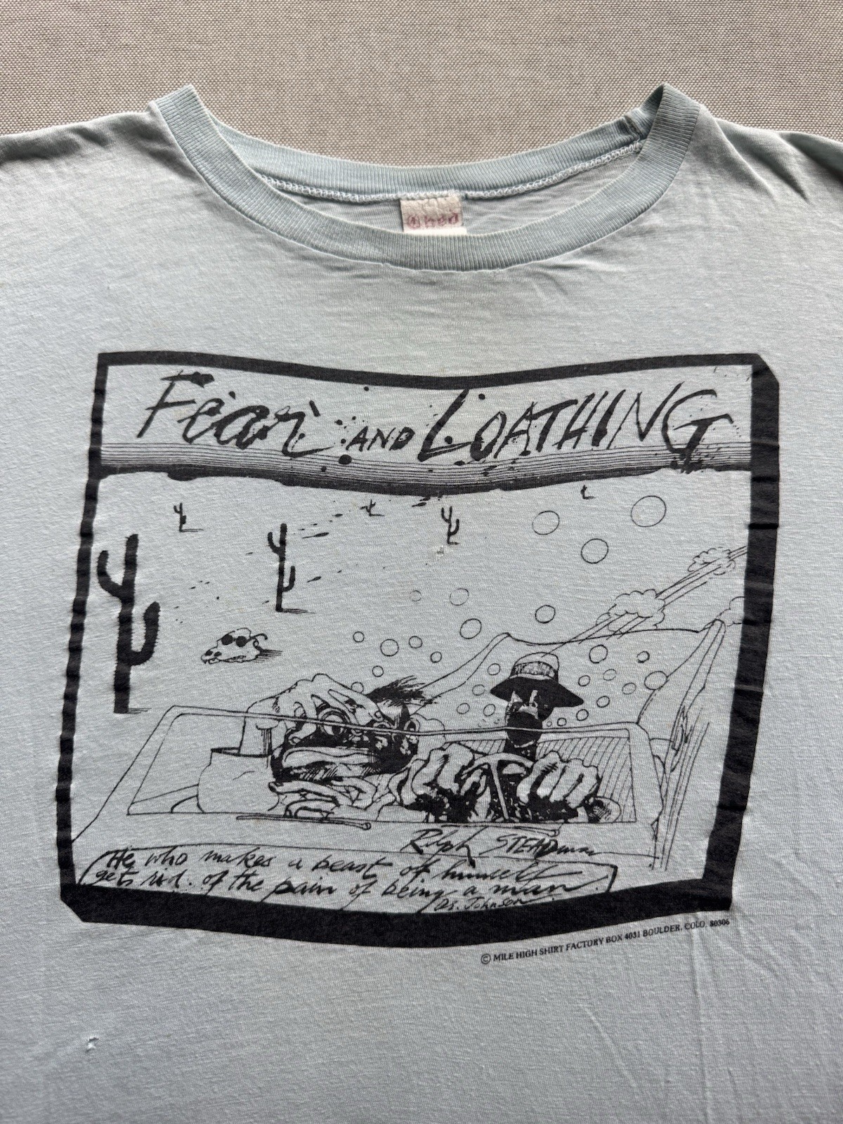 Vtg 70s Hunter S Thompson’s Fear And Loathing T Shirt XL Ralph Steadman Art