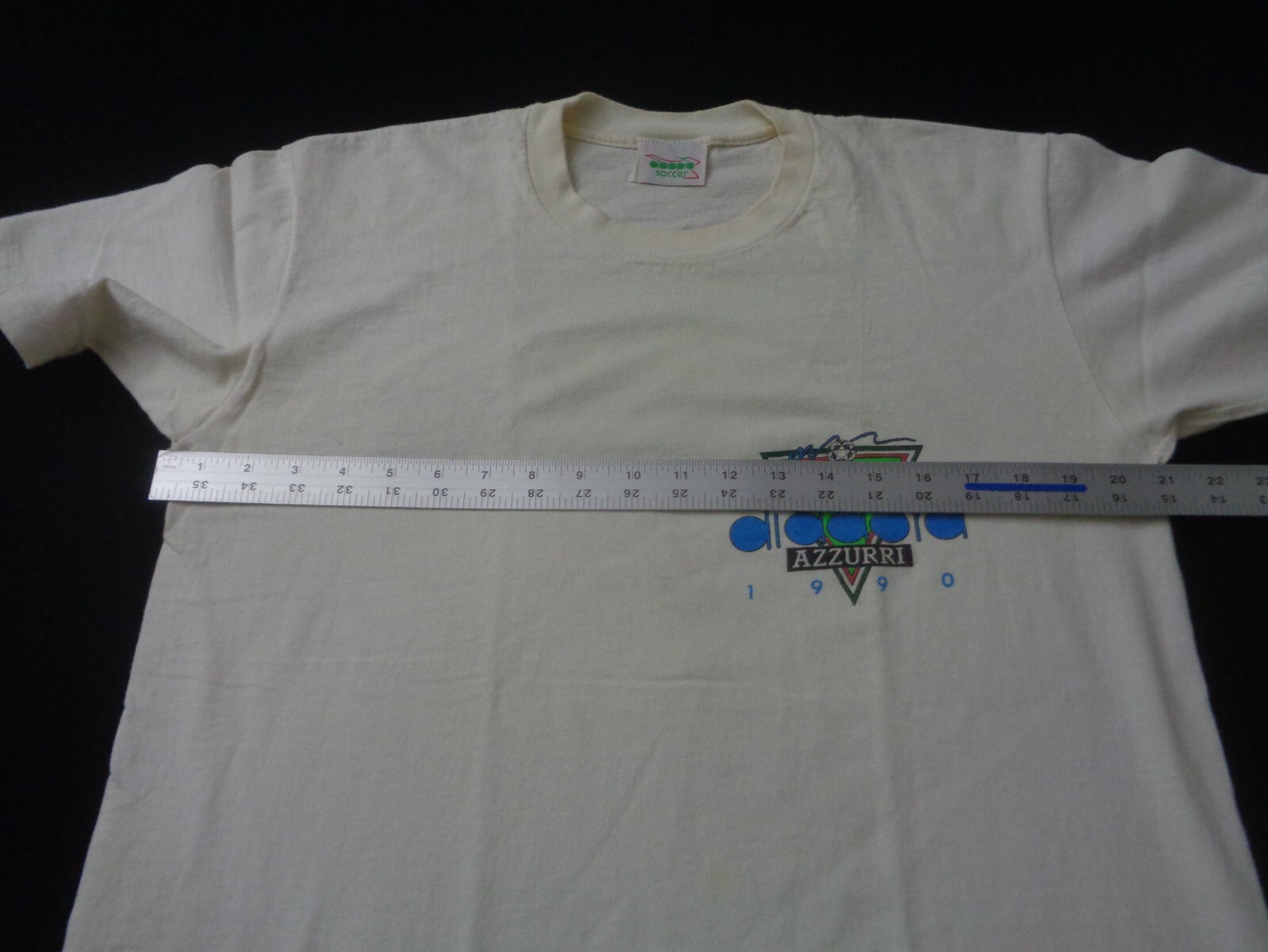 Vintage Diadora Azzurri Shirt Mens Large 90s Soccer Single Stitch