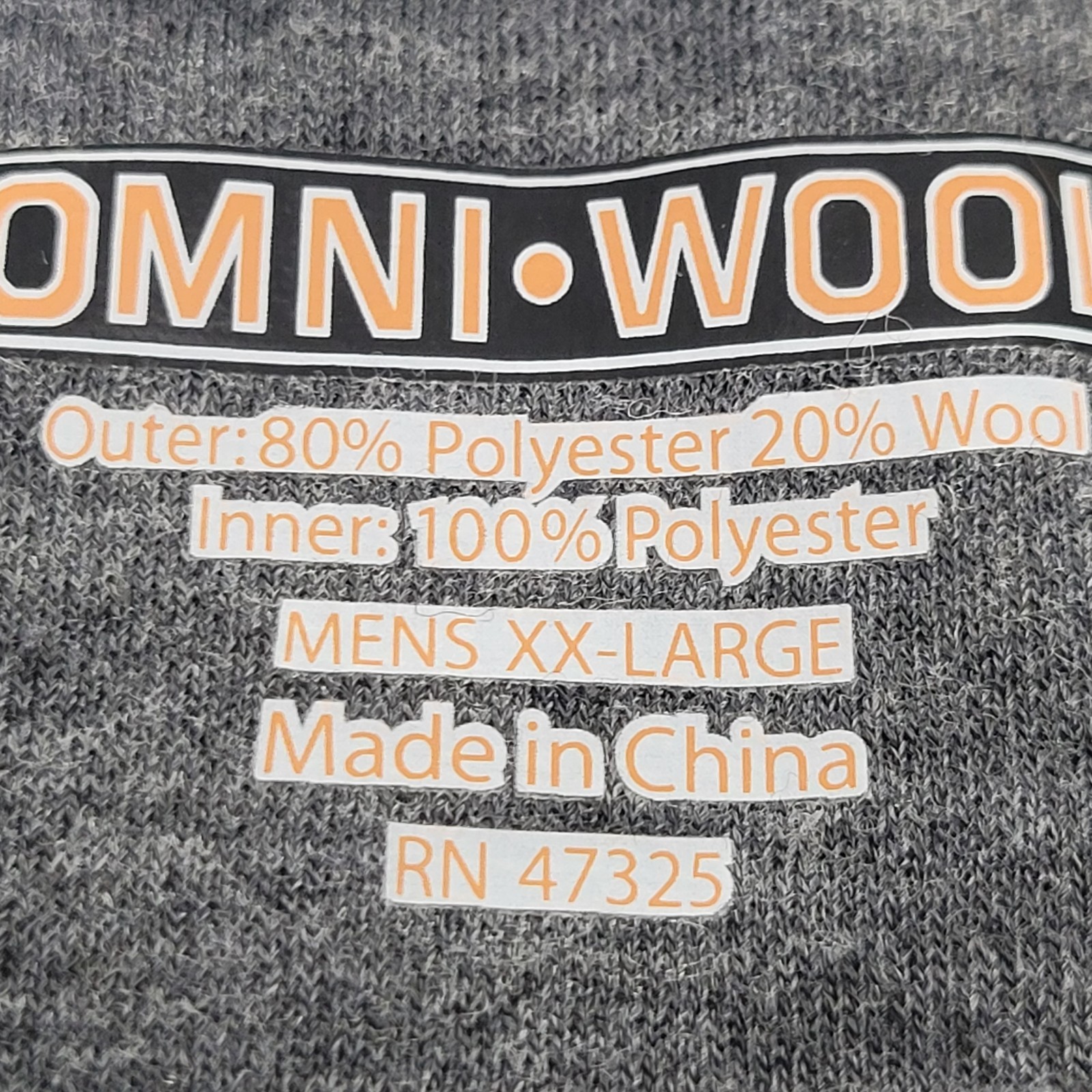 Omni Wool Long Slv Base Layer Thermal Shirt Gray Men&rsquo;s 2XL – Excellent