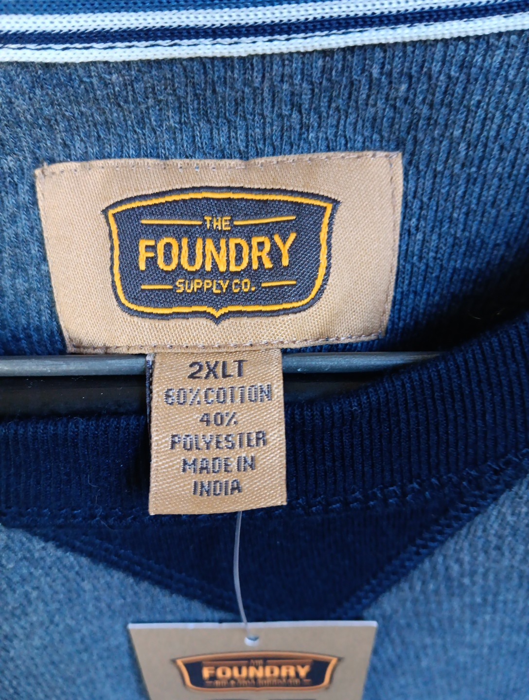 🥀THE FOUNDRY SUPPLY CO. Big & Tall Mens Crew Neck Gray/Black T- Shirt 2XL NEW