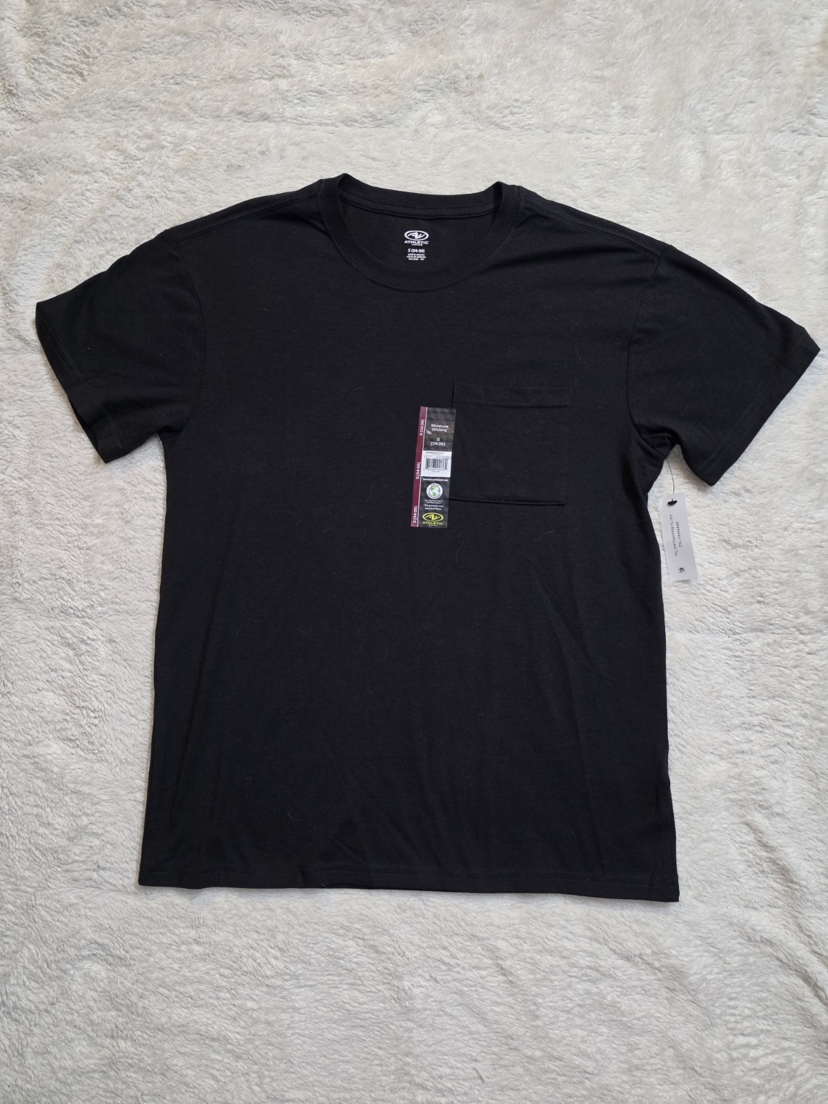 NWT Athletic Works Black Moisture Wicking Crewneck Pocket T-Shirt Size Small