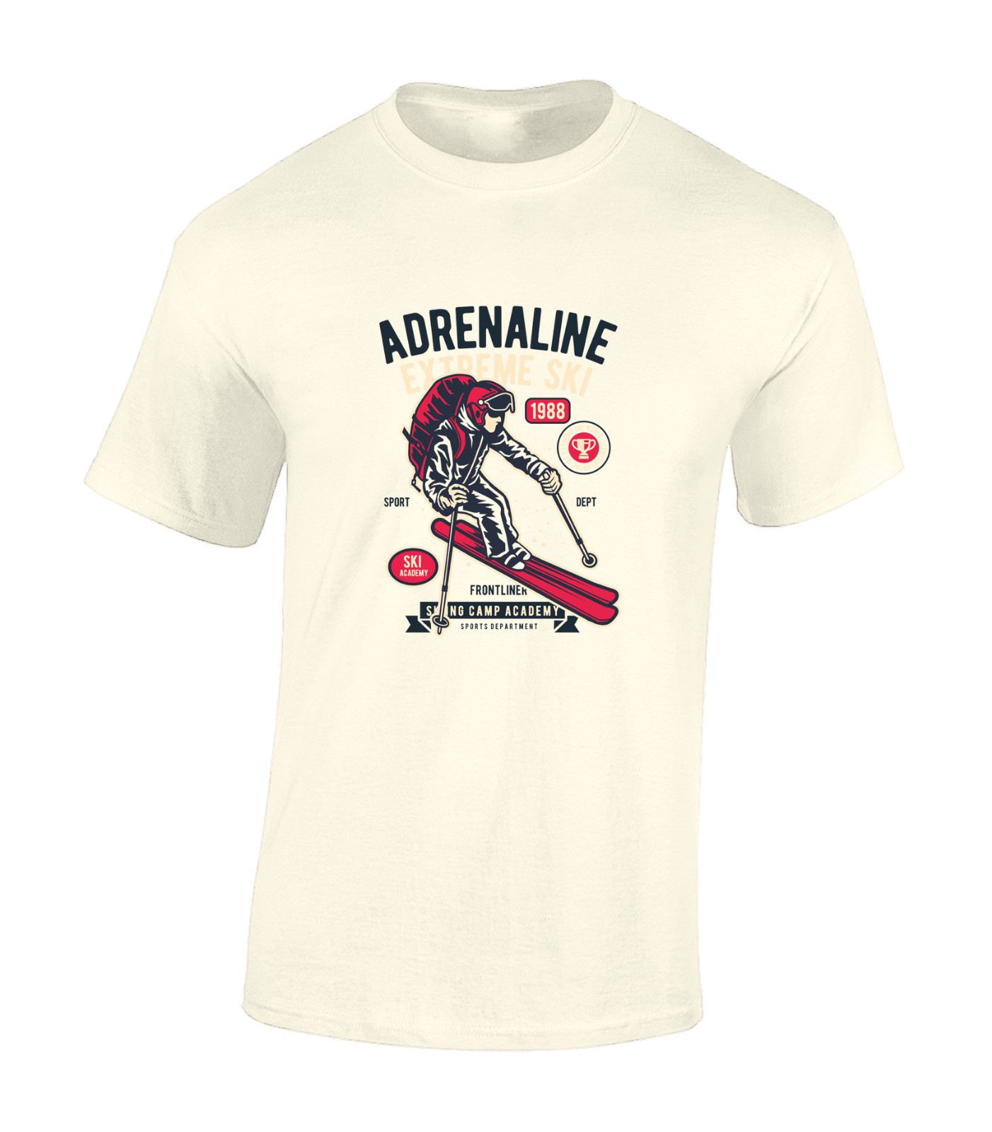 ADRENALINE EXTREME SKI MENS T SHIRT SKIING DESIGN COOL HOLIDAY CLOTHING GIFT TOP