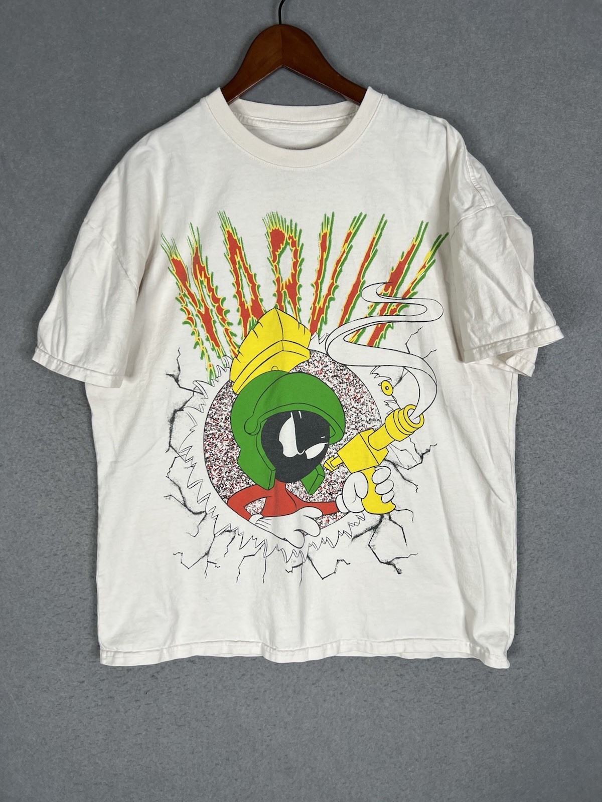 American Thrift Looney Tunes Marvin the Martian Graphic T-Shirt Mens M Cream