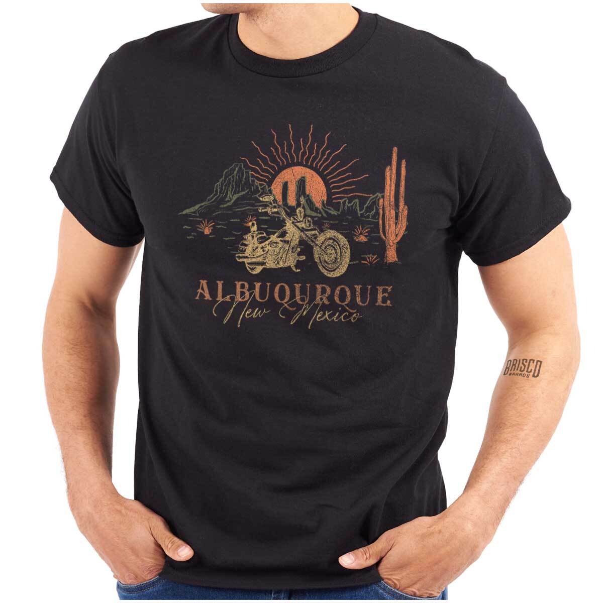 Albuquerque New Mexico NM Desert Motorcycle Womens or Mens Crewneck T Shirt Tee