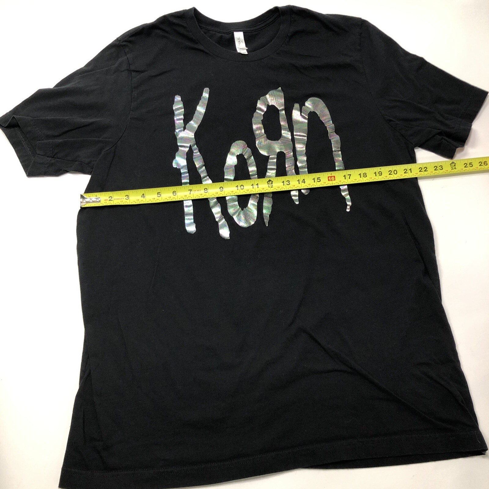 Korn Shiny Oil Slick Band Logo size 2XL XXL Black T Shirt