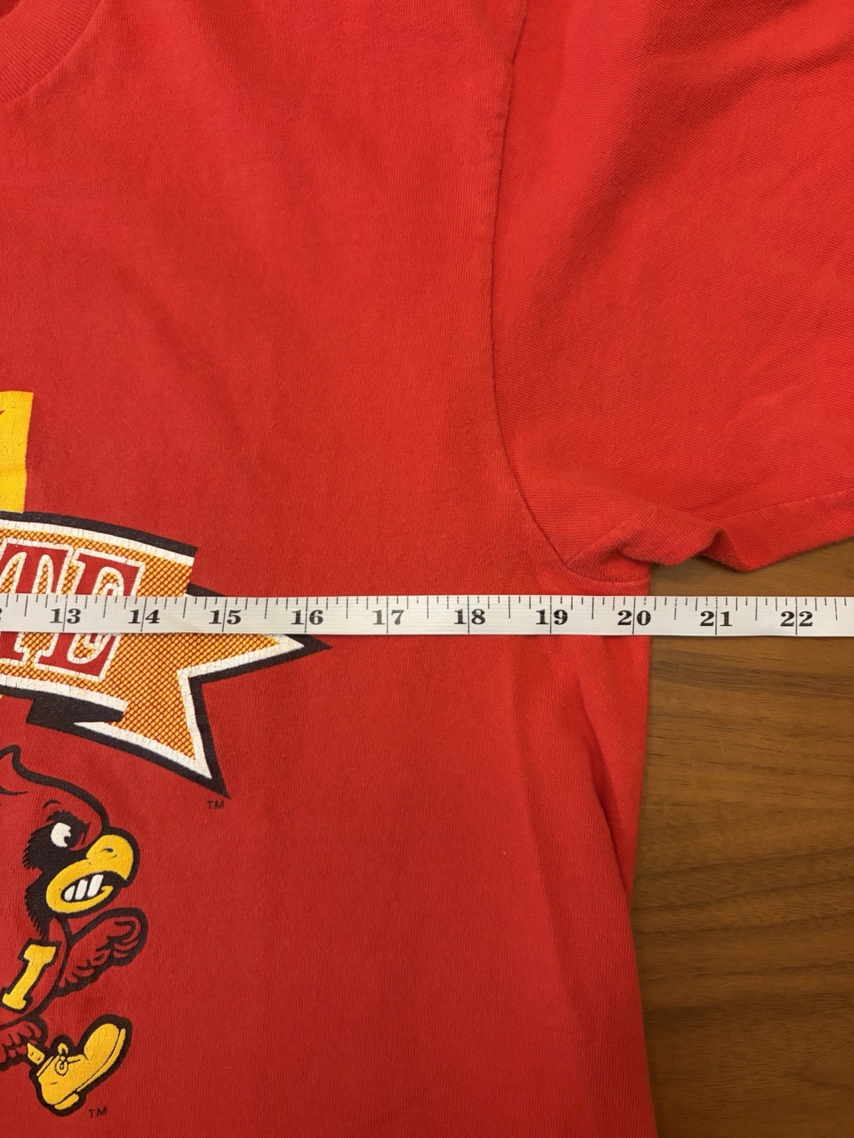 Vintage Iowa State Cyclones T-Shirt Mens M/L Red 90s Dodger Made USA ISU Cotton