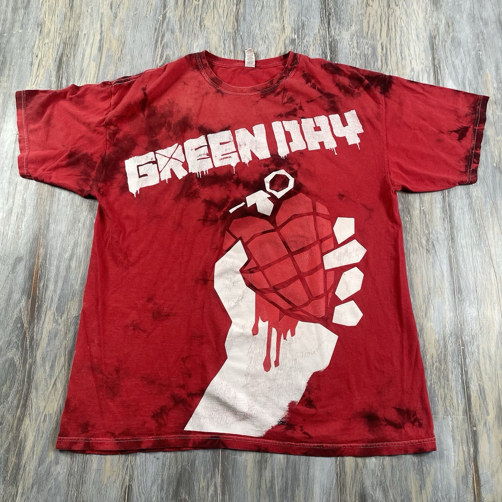 Green Day American Idiot Shirt Tie Dye Mens Size XL T-Shirt Black Red Band Y2K