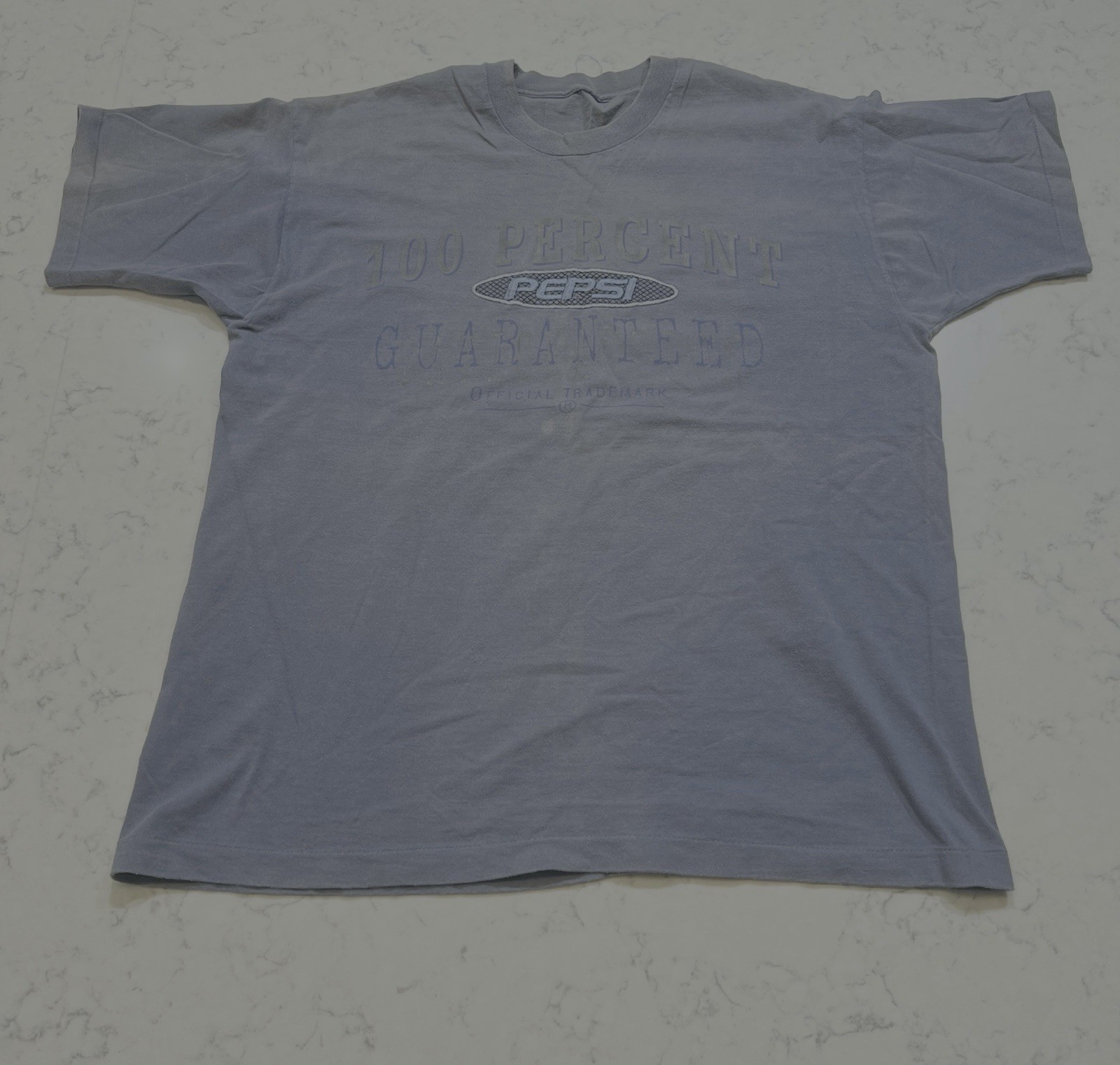 Vintage Pepsi 100 Percent Guaranteed Graphic Tee Blue Men’s XL Single Stitch
