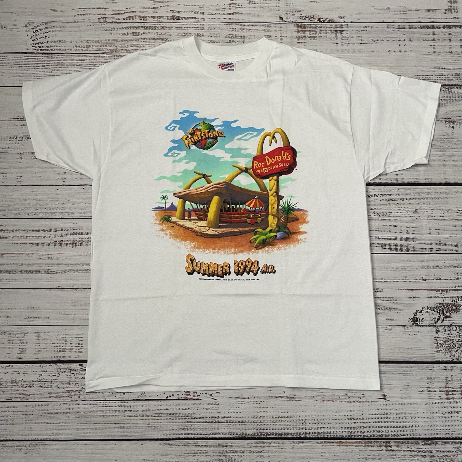 Vintage McDonald&rsquo;s Flintstones 1994 T-Shirt Rockdonald&rsquo;s Single Stitch Adult XL