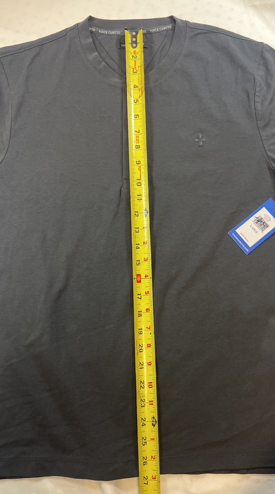 Mens L Vince Camuto Charcoal Short Sleeve Henley NWT