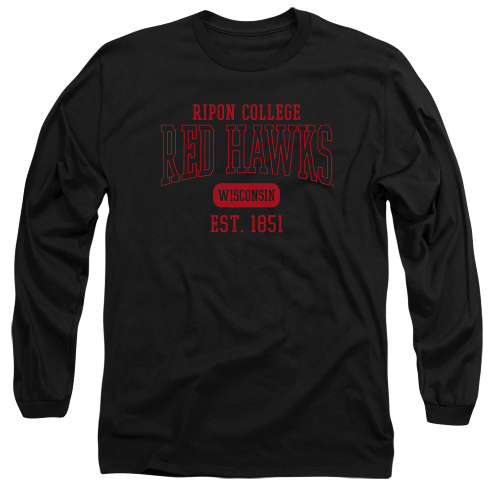 Ripon College Adult Long Sleeve T-Shirt Est. Date, Black, S-3XL