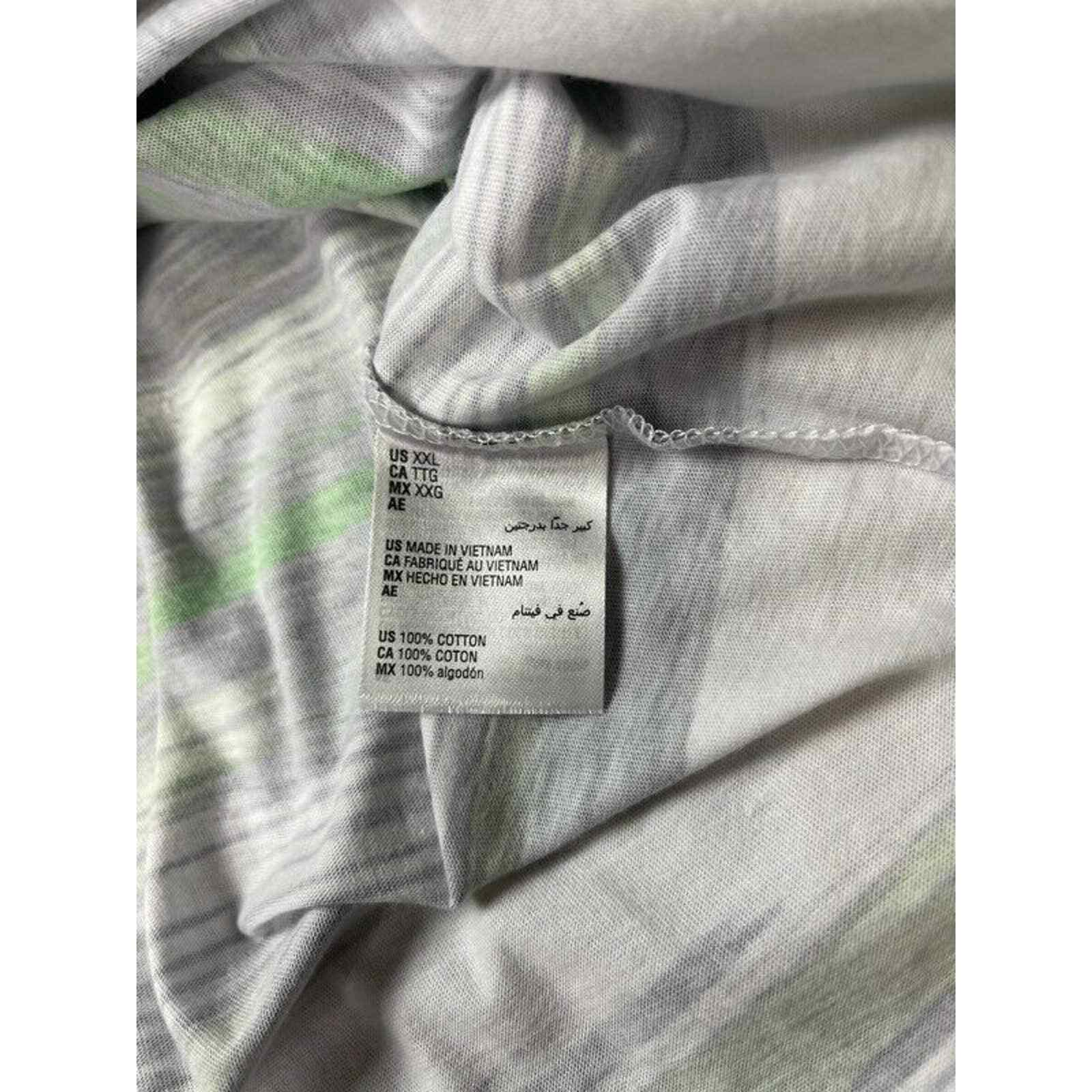 Alfani Mens T-Shirt White Green Space Dye Long Sleeve Crew 100% Cotton XXL New