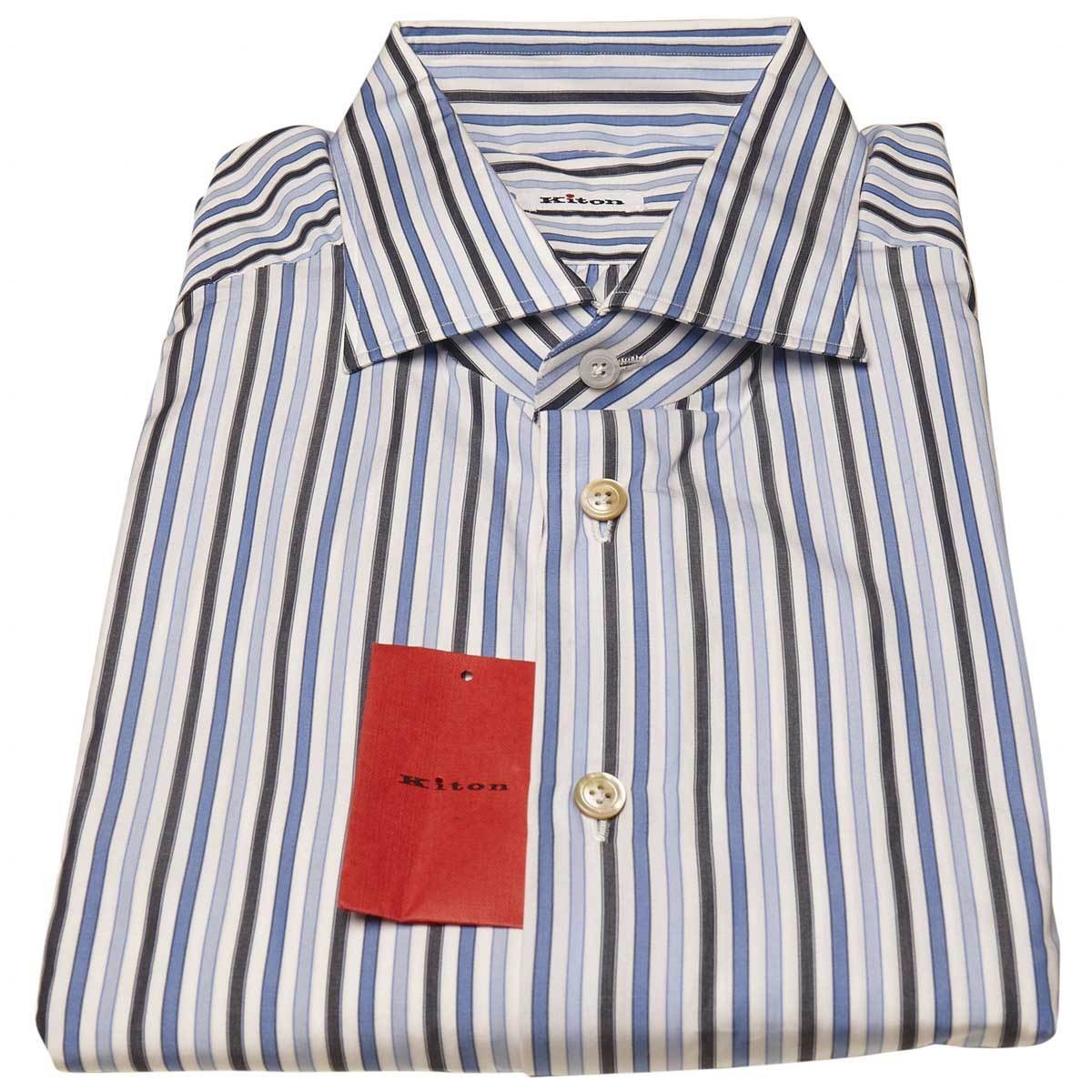 NEW KITON MULTICOLOR COTTON SHIRT US 18 – EU 46 MUL