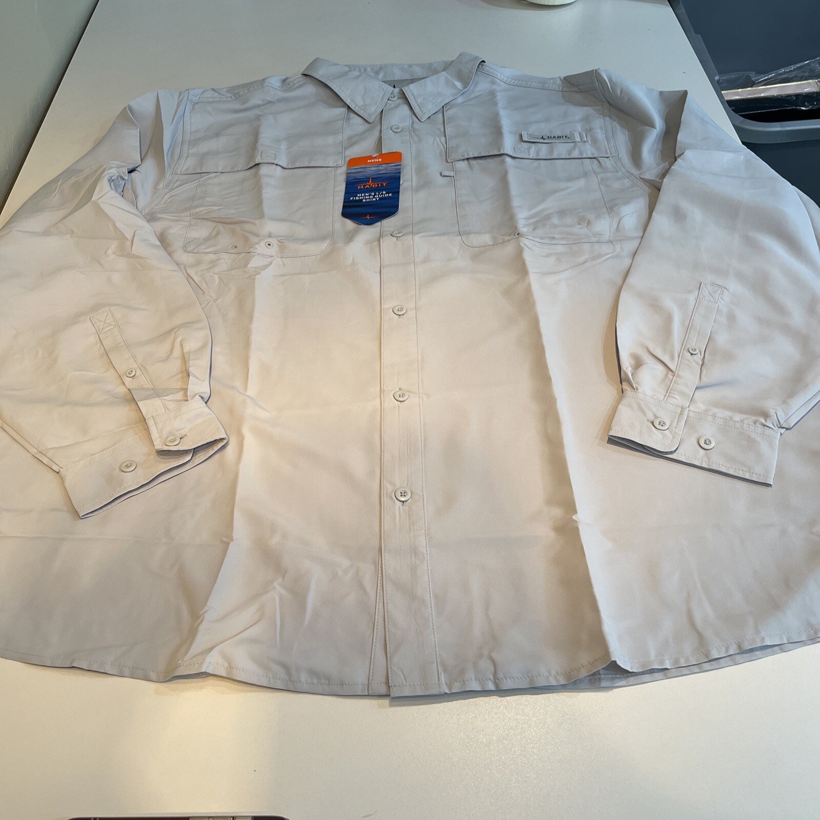 Habit Men&rsquo;s Long Sleeve Fishing Guide Shirt Grey 2XL
