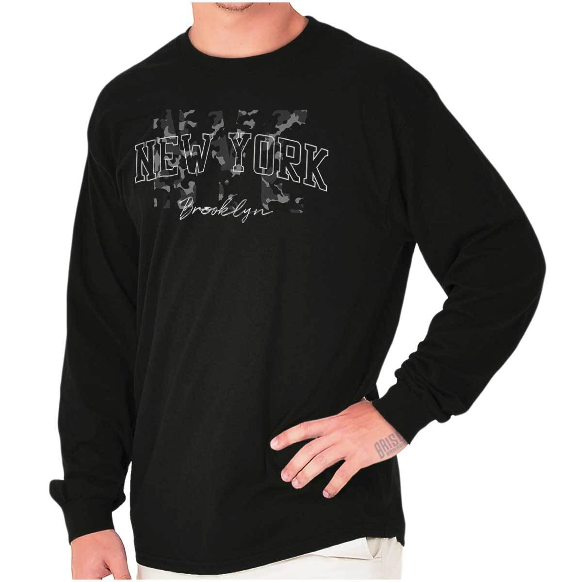 Cool NYC New York City Brooklyn Camouflage Long Sleeve Tshirt for Men or Women