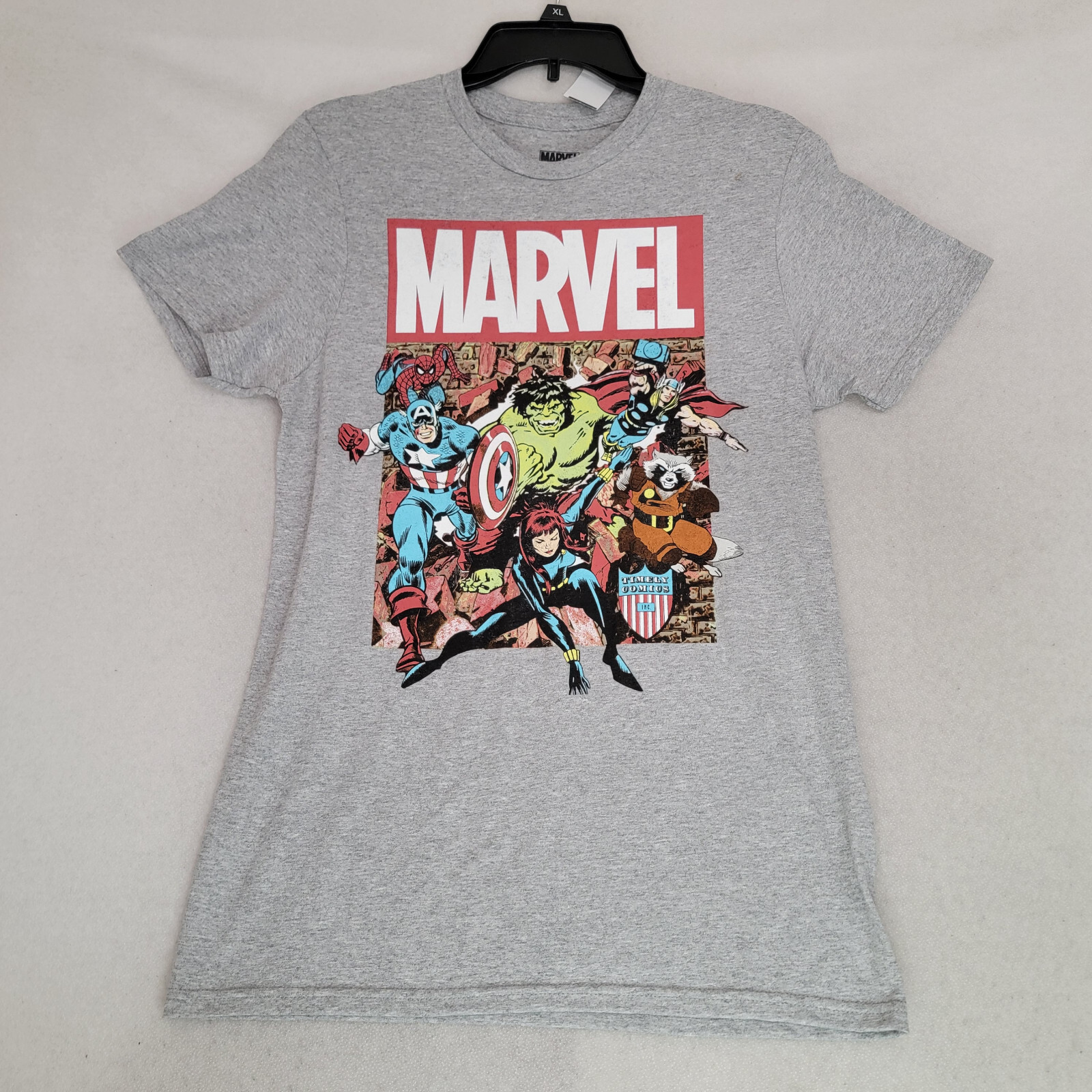 MARVEL COMICS Shirt Mens Golden Age Advengers Small Gray Hulk Capt America NWT