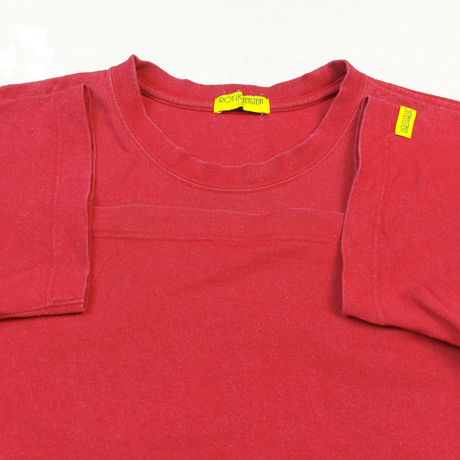 Vintage Y2K Roy Lichtenstein Airplane Pop Art Uniqlo Double-Sided Red T-Shirt L