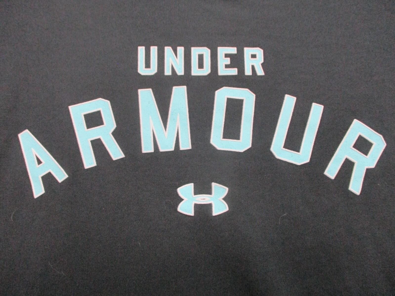 Under Armour Shirt Medium Adult Black Semi Fitted Spell Out Logo Stretch Mens M