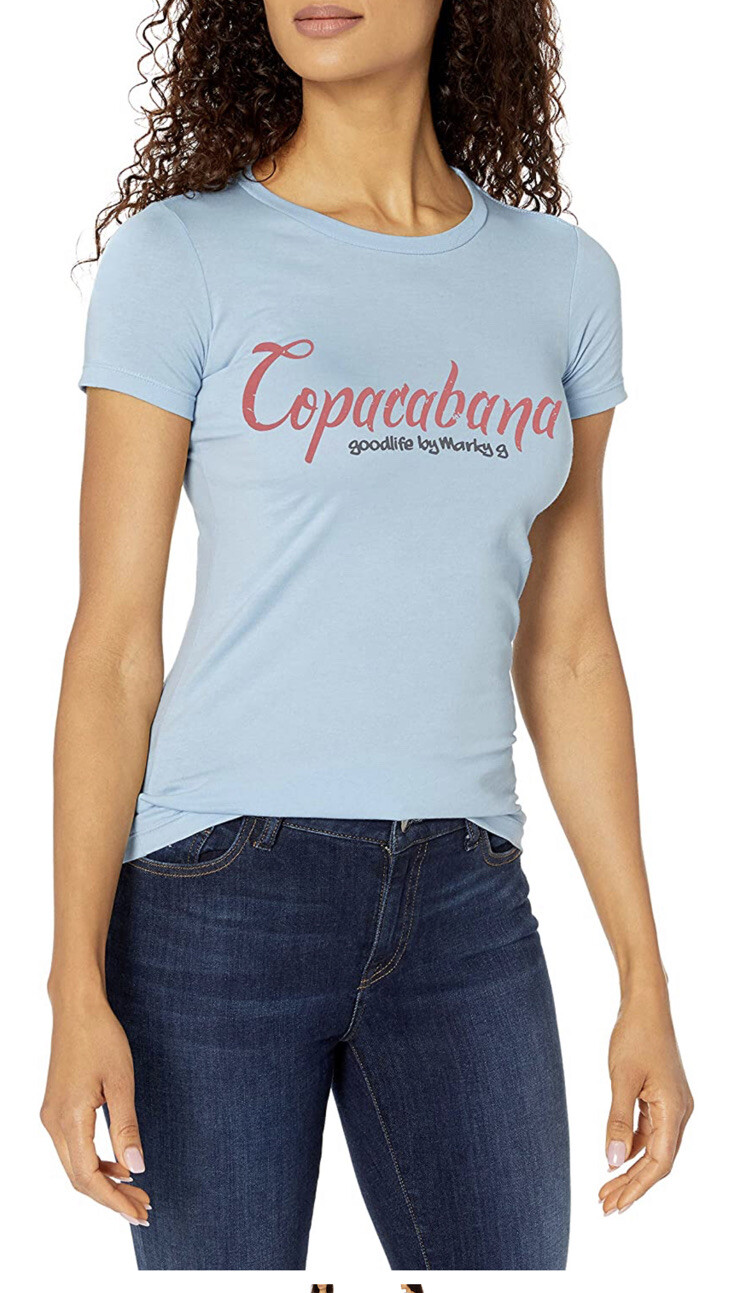 Goodlife by Marky G – Copacabana￼ Graphic Women&rsquo;s Tshirt Light Blue- Large
