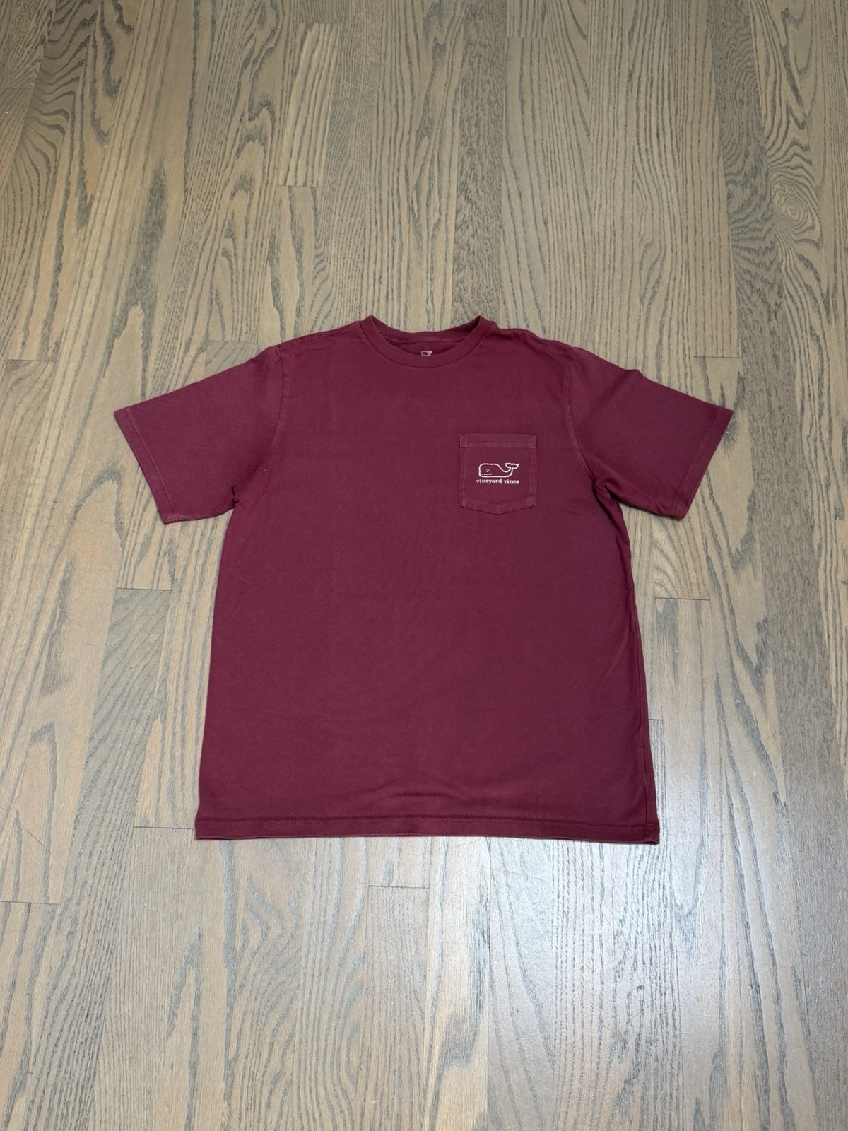 Vineyard Vines Youth XL 18 Burgundy Whale Logo Pocket Tee Crew Neck Short Sleeve
