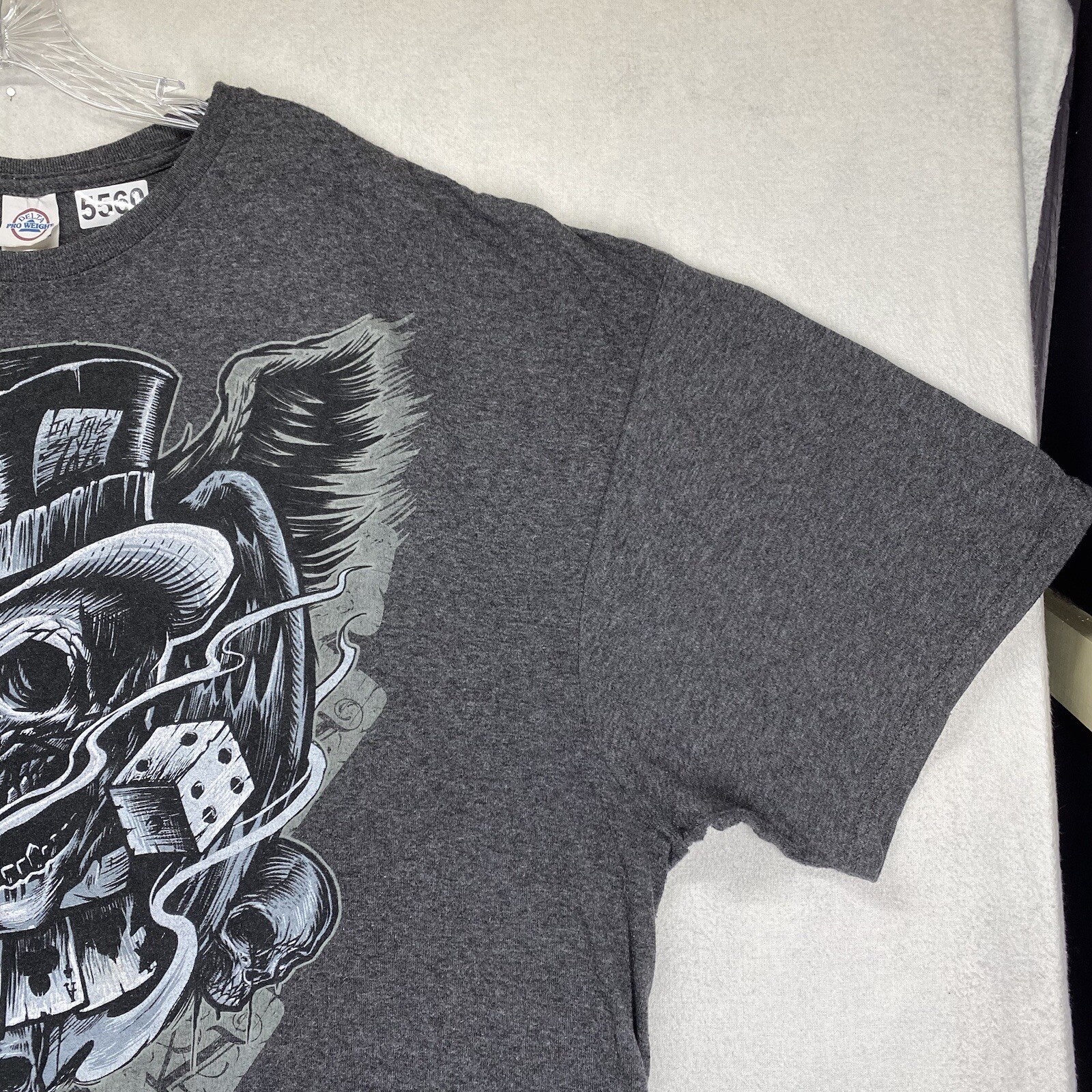 Vintage Skull Poker Gambler Shirt Macabre Gothic Top Hat Gray 3XL