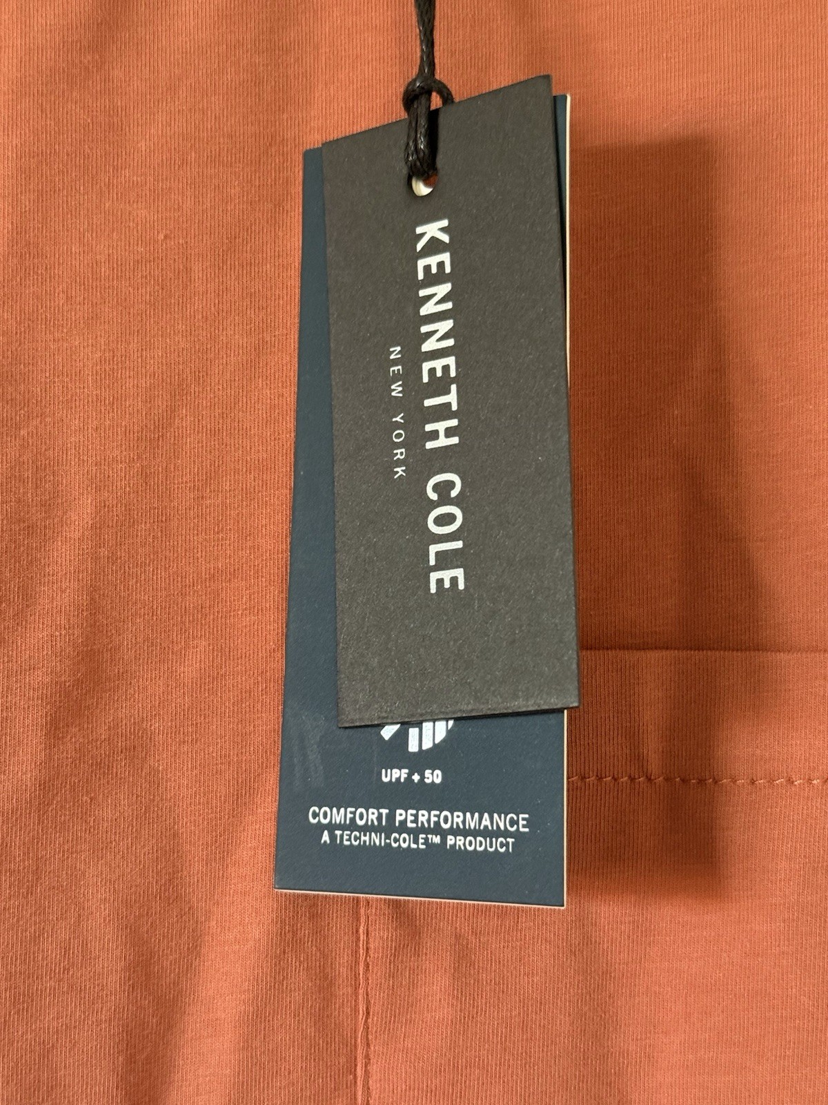 Kenneth Cole Small Rust Tech Pocket T-Shirt Super Soft Flex UPF 50+